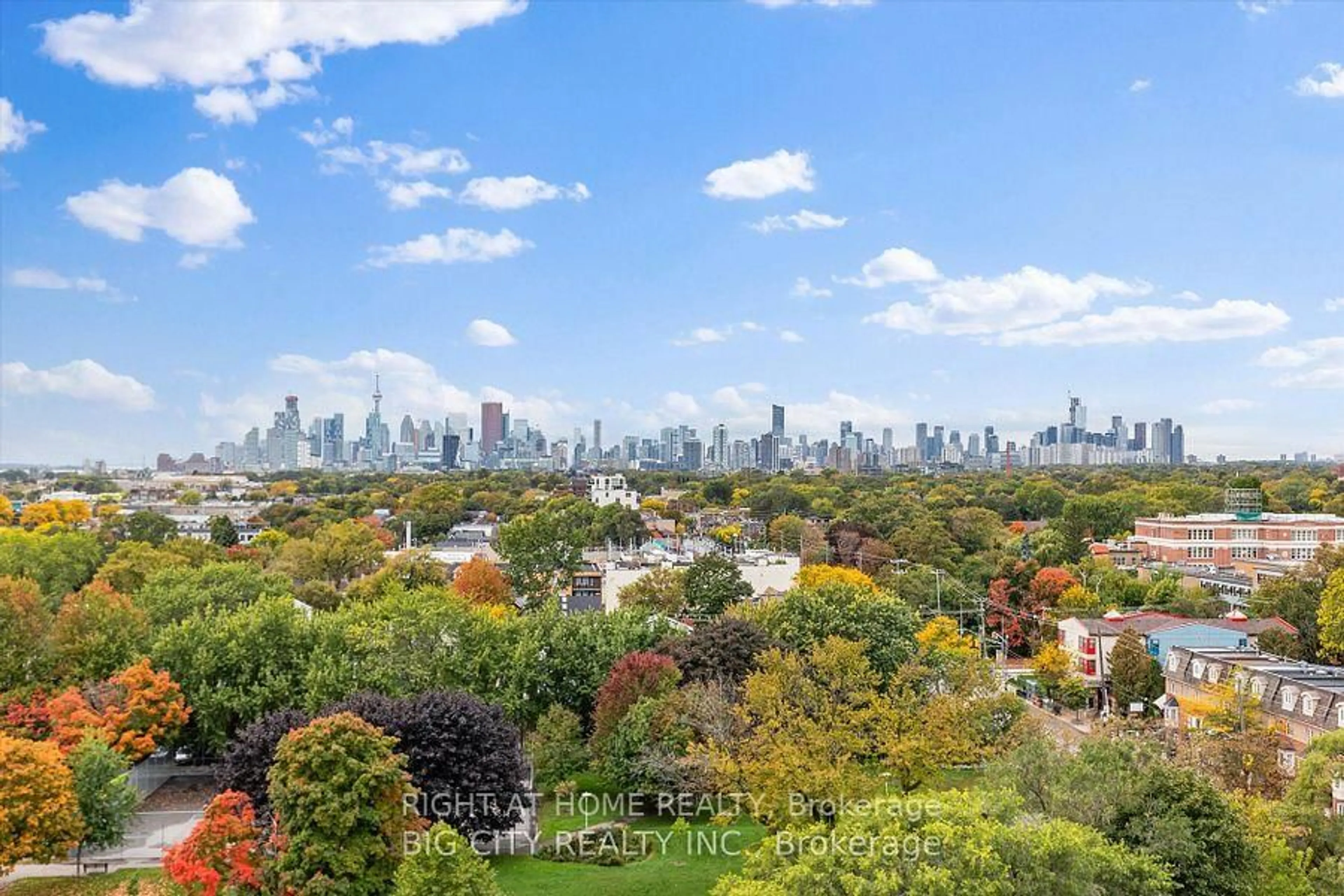 A pic from outside/outdoor area/front of a property/back of a property/a pic from drone, city buildings view from balcony for 1050 Eastern Ave #1303, Toronto Ontario M4L 0B7