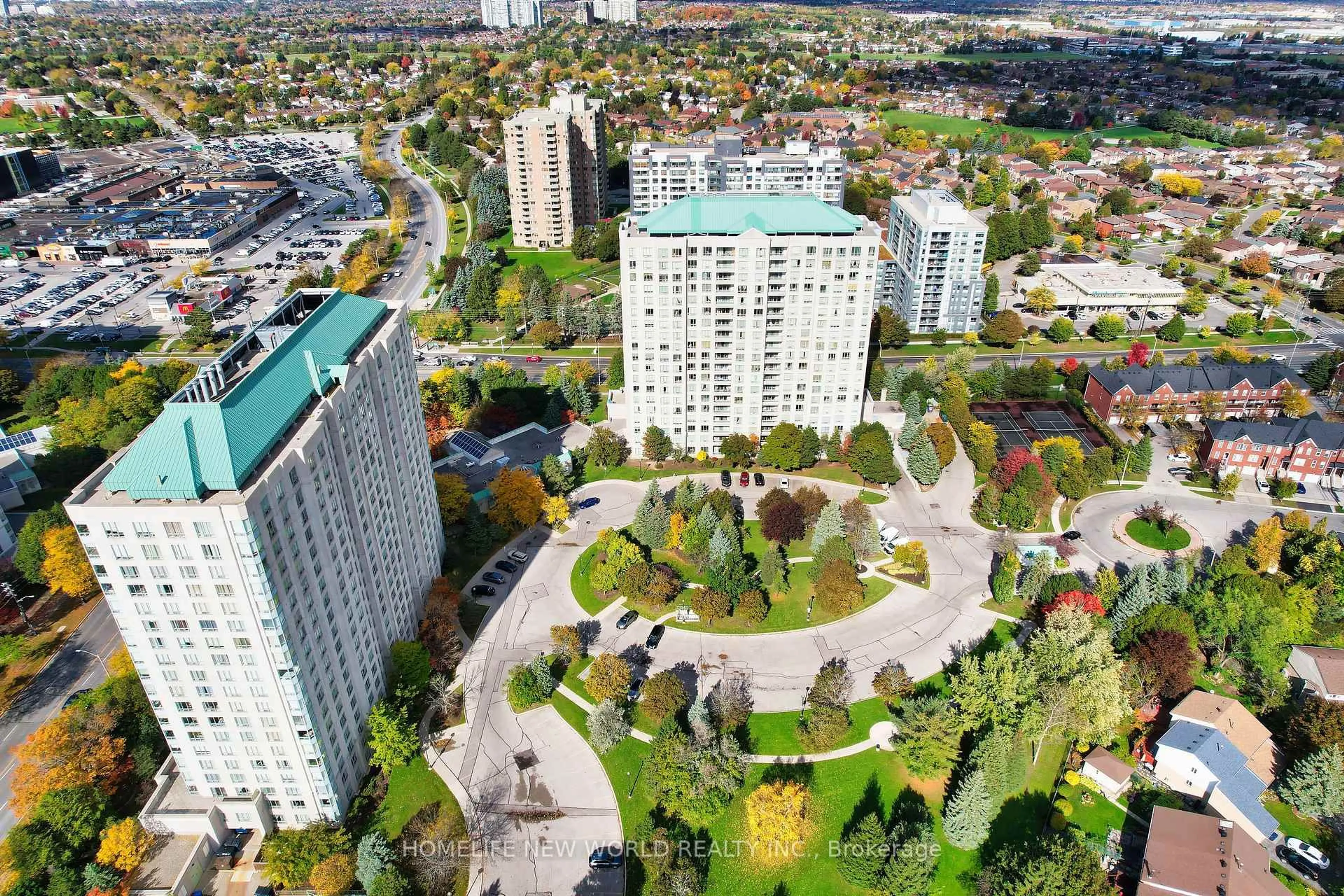 A pic from outside/outdoor area/front of a property/back of a property/a pic from drone, city buildings view from balcony for 5039 Finch Ave #708, Toronto Ontario M1S 5L6