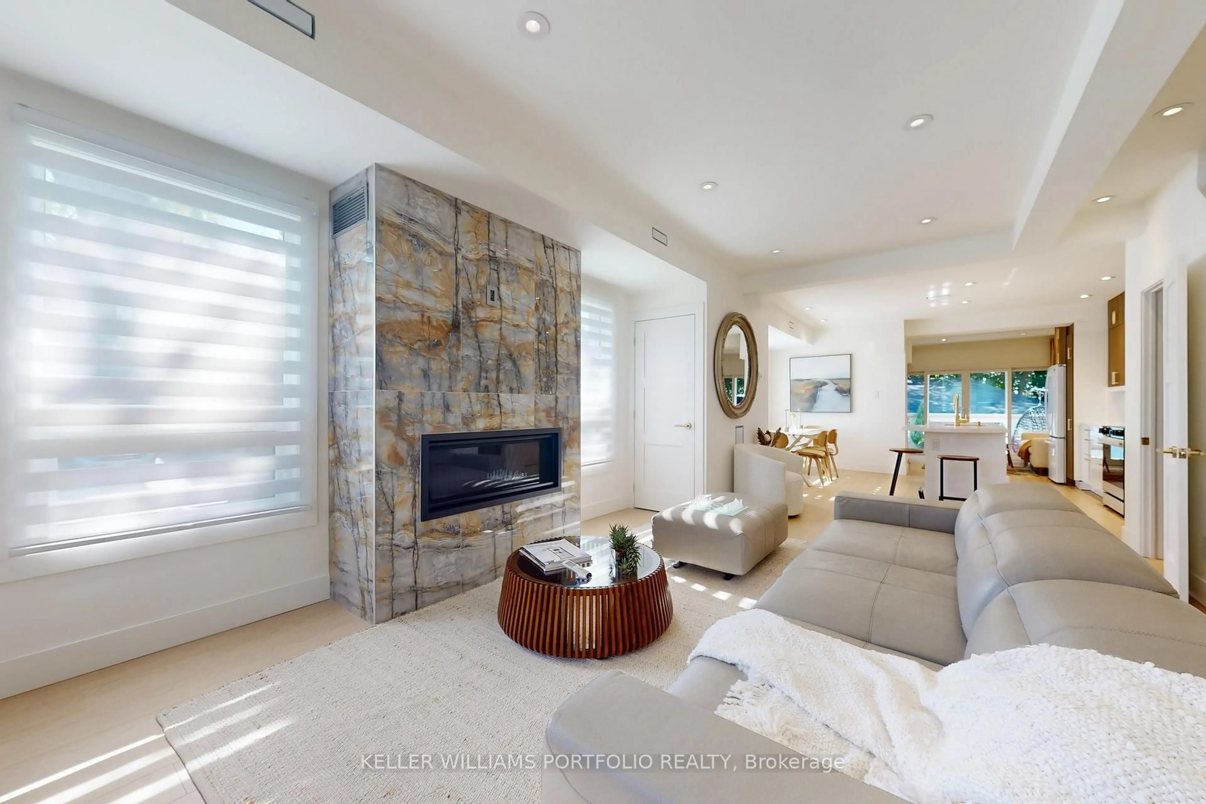 Living room with furniture, ceramic/tile floor for 22 Pitt Ave, Toronto Ontario M1L 2R1