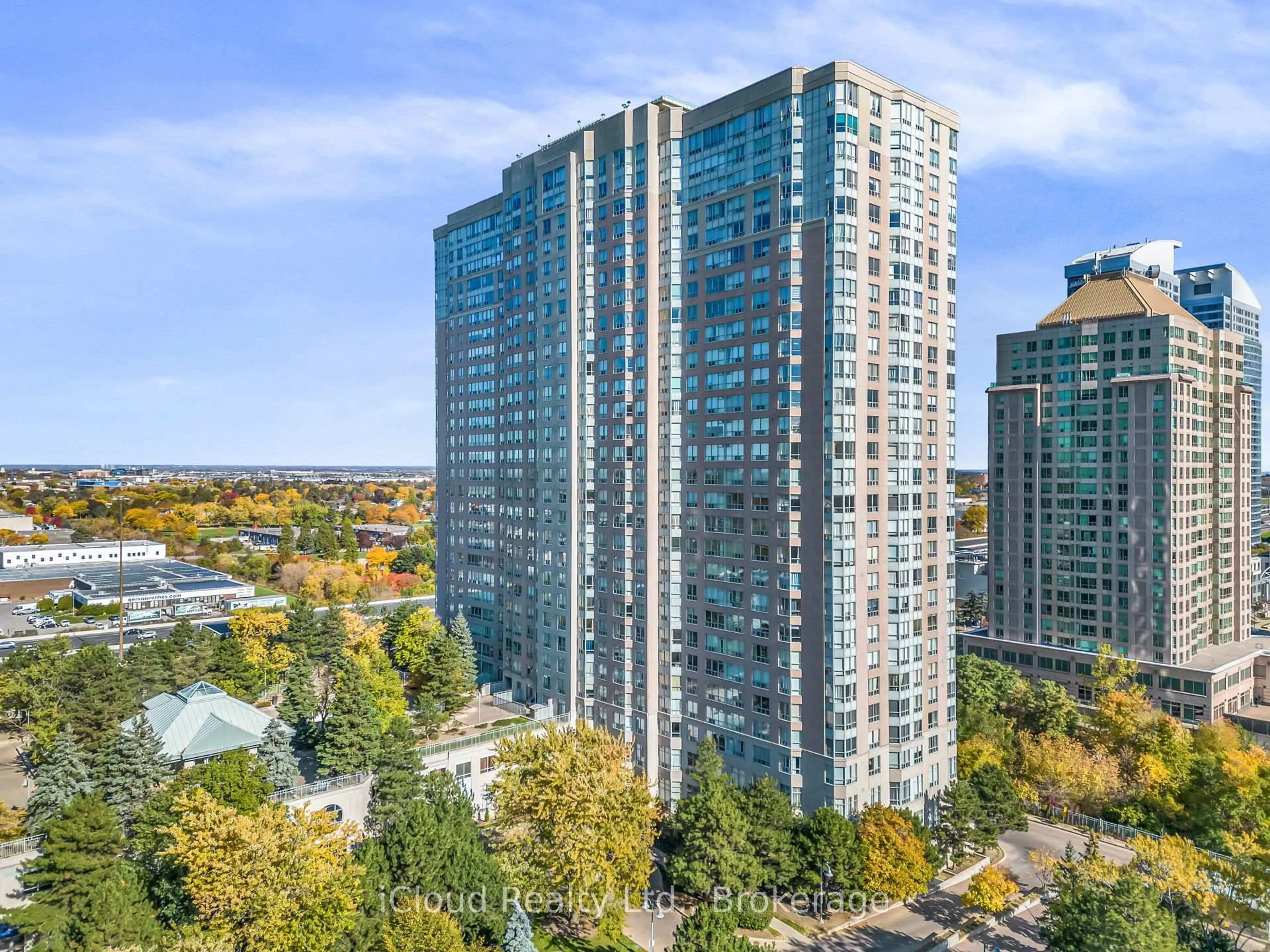 A pic from outside/outdoor area/front of a property/back of a property/a pic from drone, city buildings view from balcony for 88 Corporate Dr #611, Toronto Ontario M1H 3G6