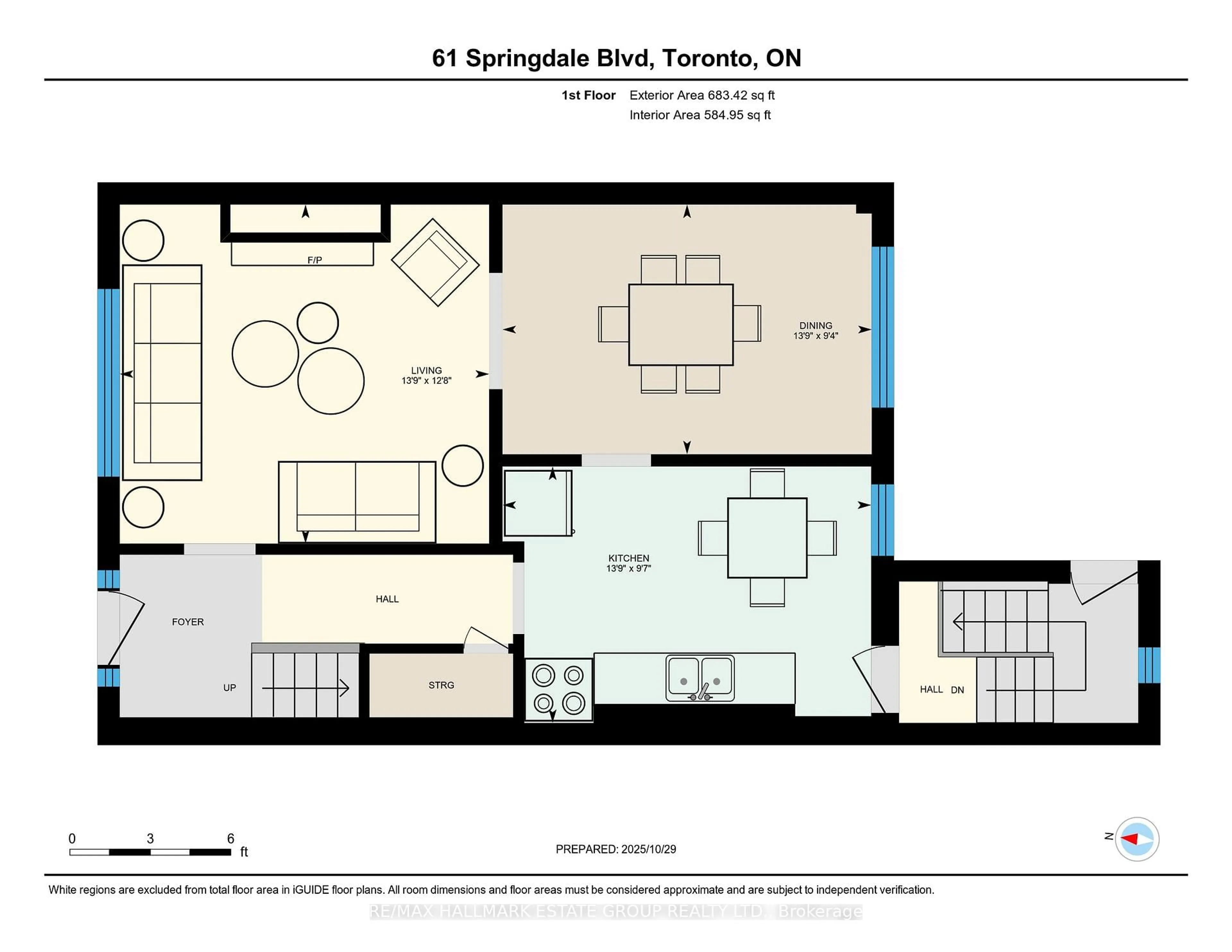 Floor plan for 61 Springdale Blvd, Toronto Ontario M4J 1W6