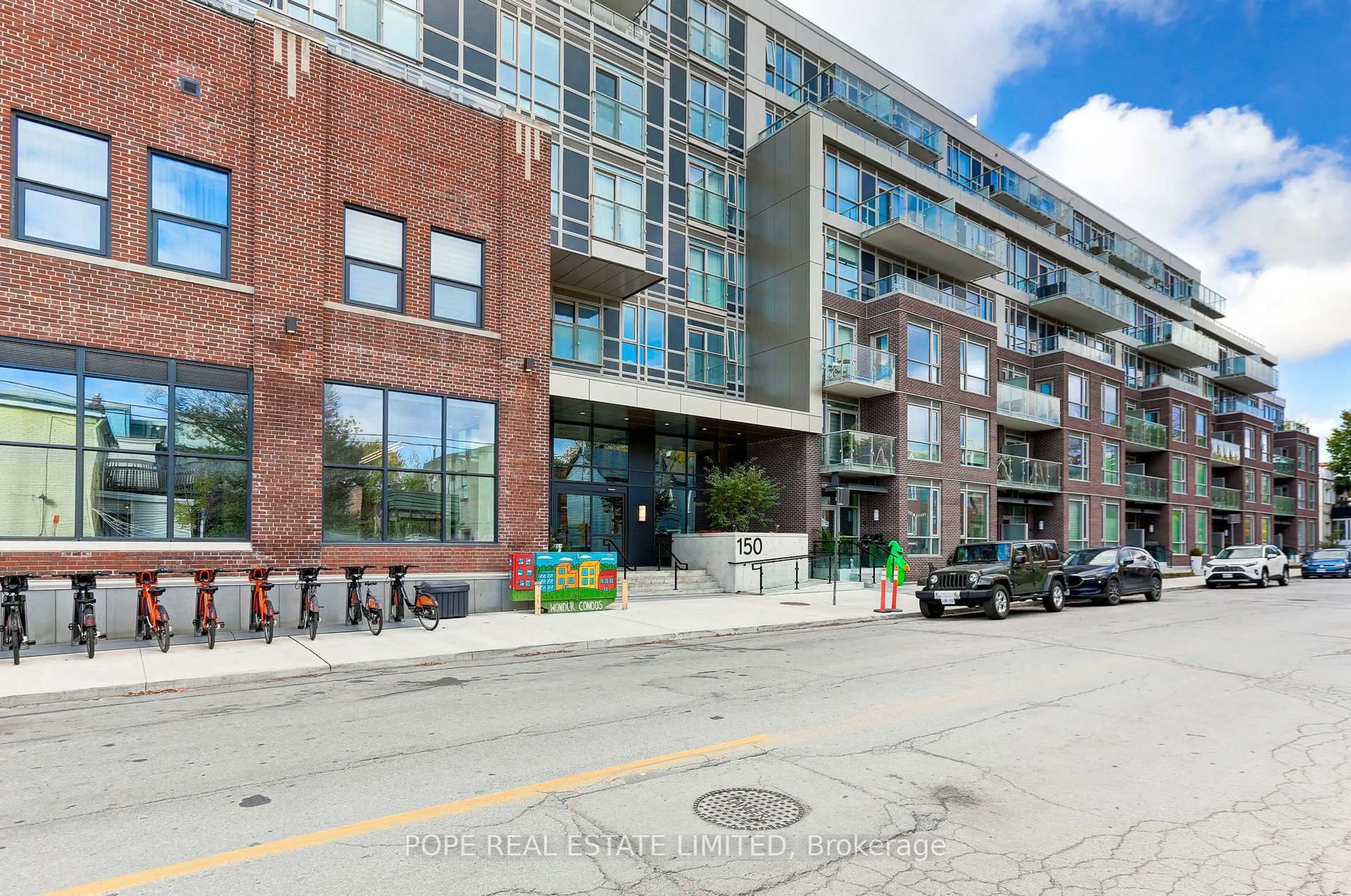 Patio, building for 150 Logan Ave #509, Toronto Ontario M4M 0E4