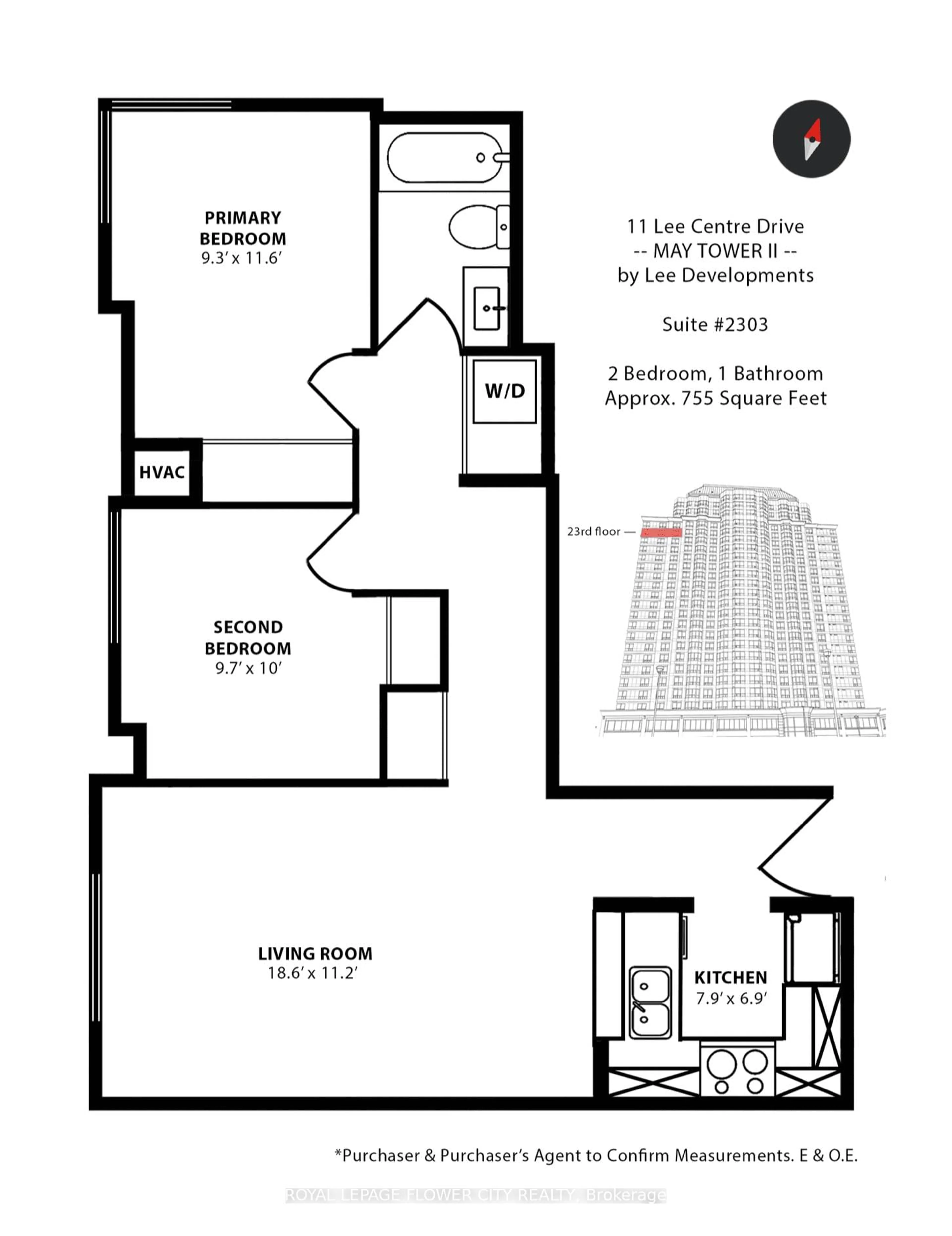 Floor plan for 11 Lee Centre Dr #2303, Toronto Ontario M1H 3J5