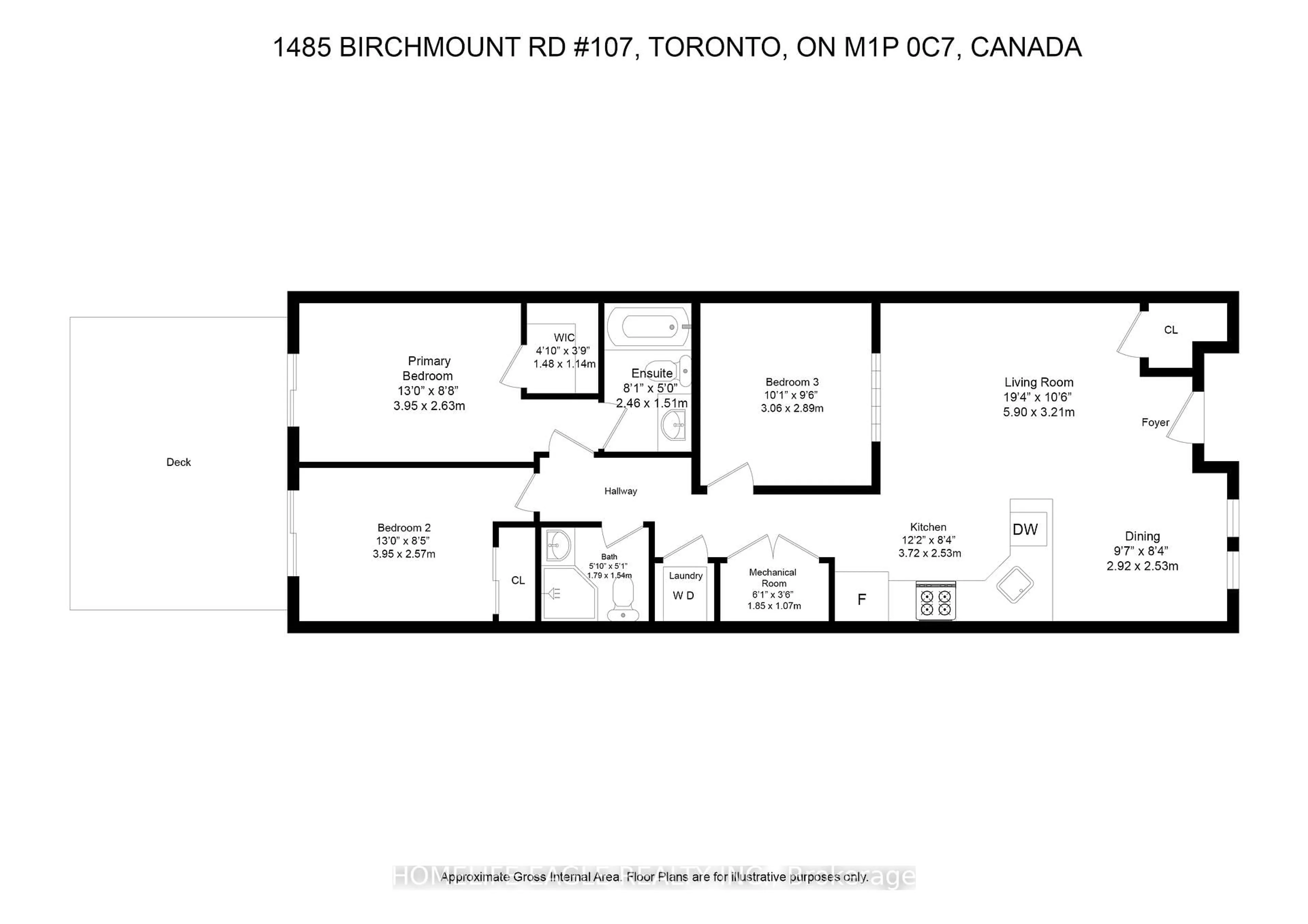 Floor plan for 1485 Birchmount Rd #107, Toronto Ontario M1P 0C7