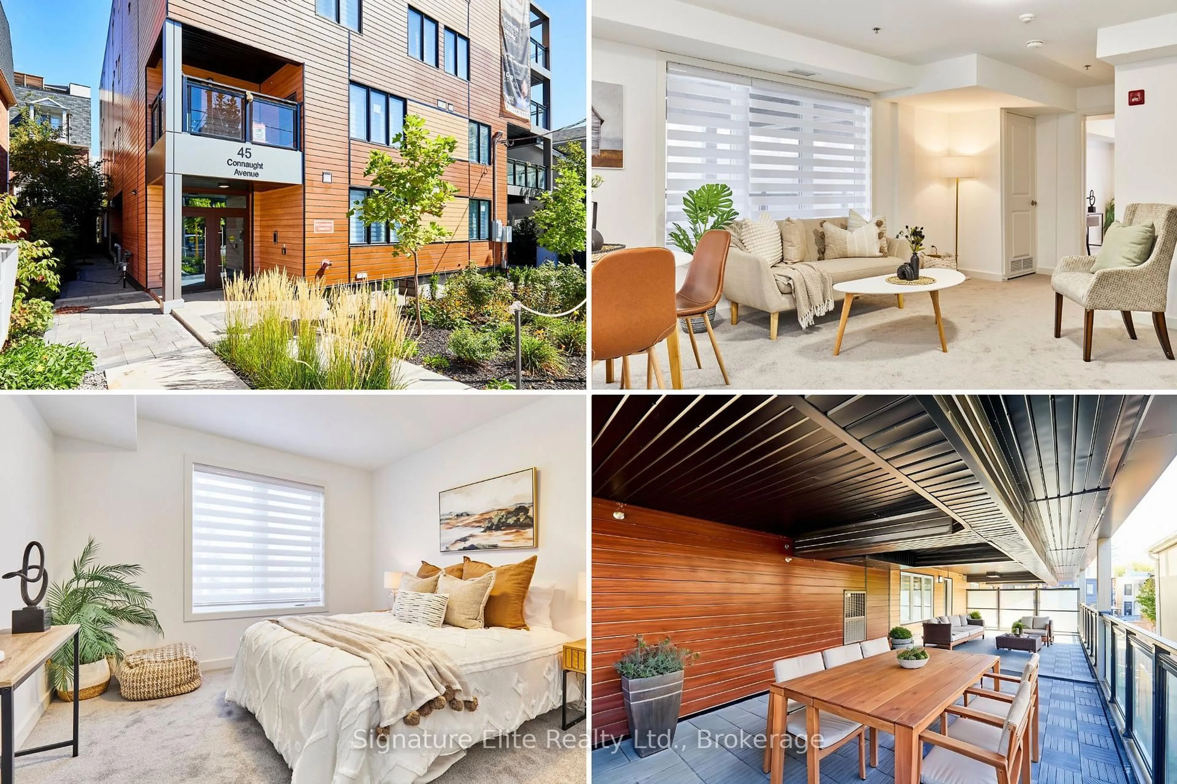 Living room with furniture, wood/laminate floor for 45 Connaught Ave #201, Toronto Ontario M4L 2V8