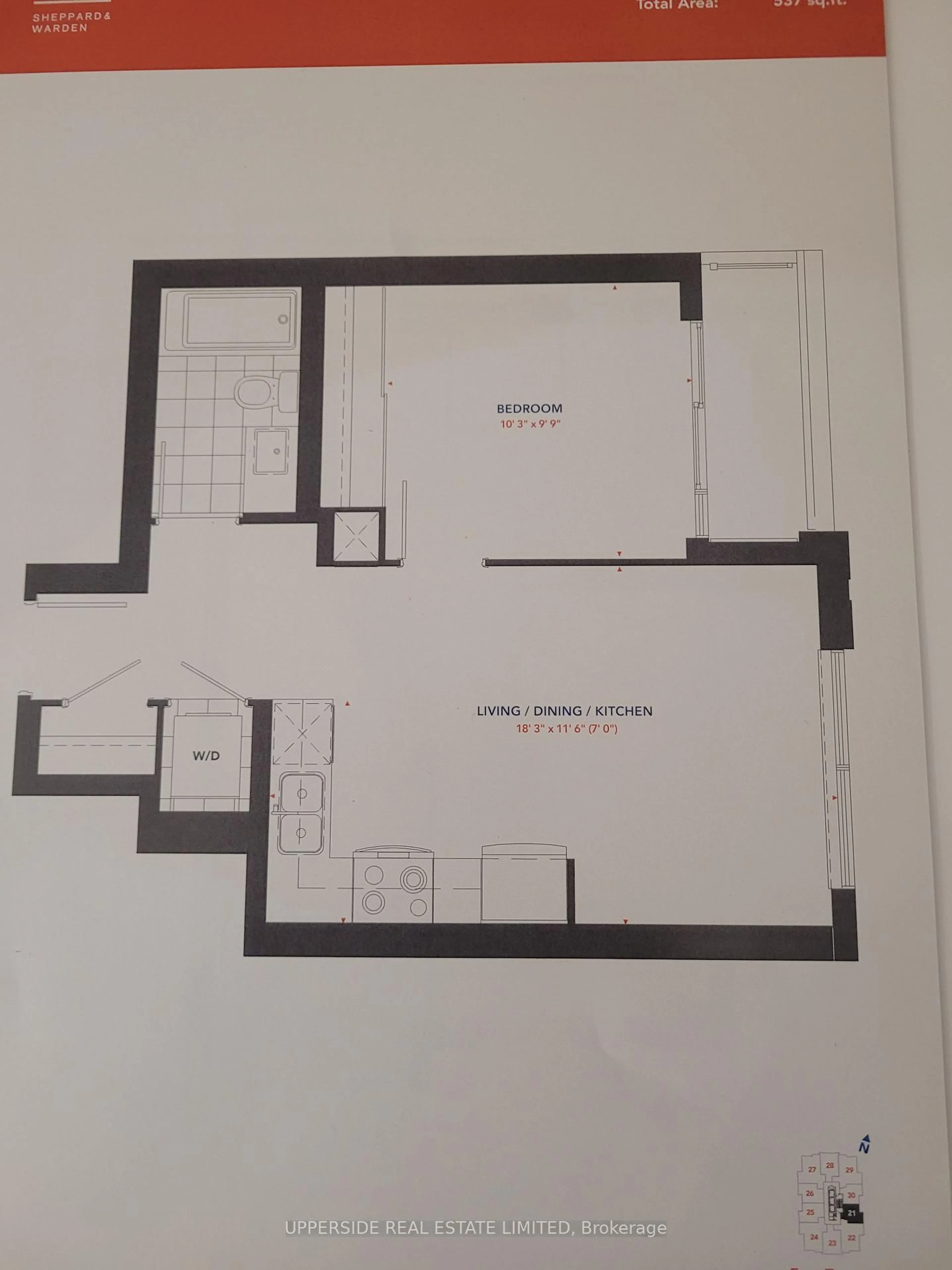 Floor plan for 3270 Sheppard Ave #1521, Toronto Ontario M1T 3K3