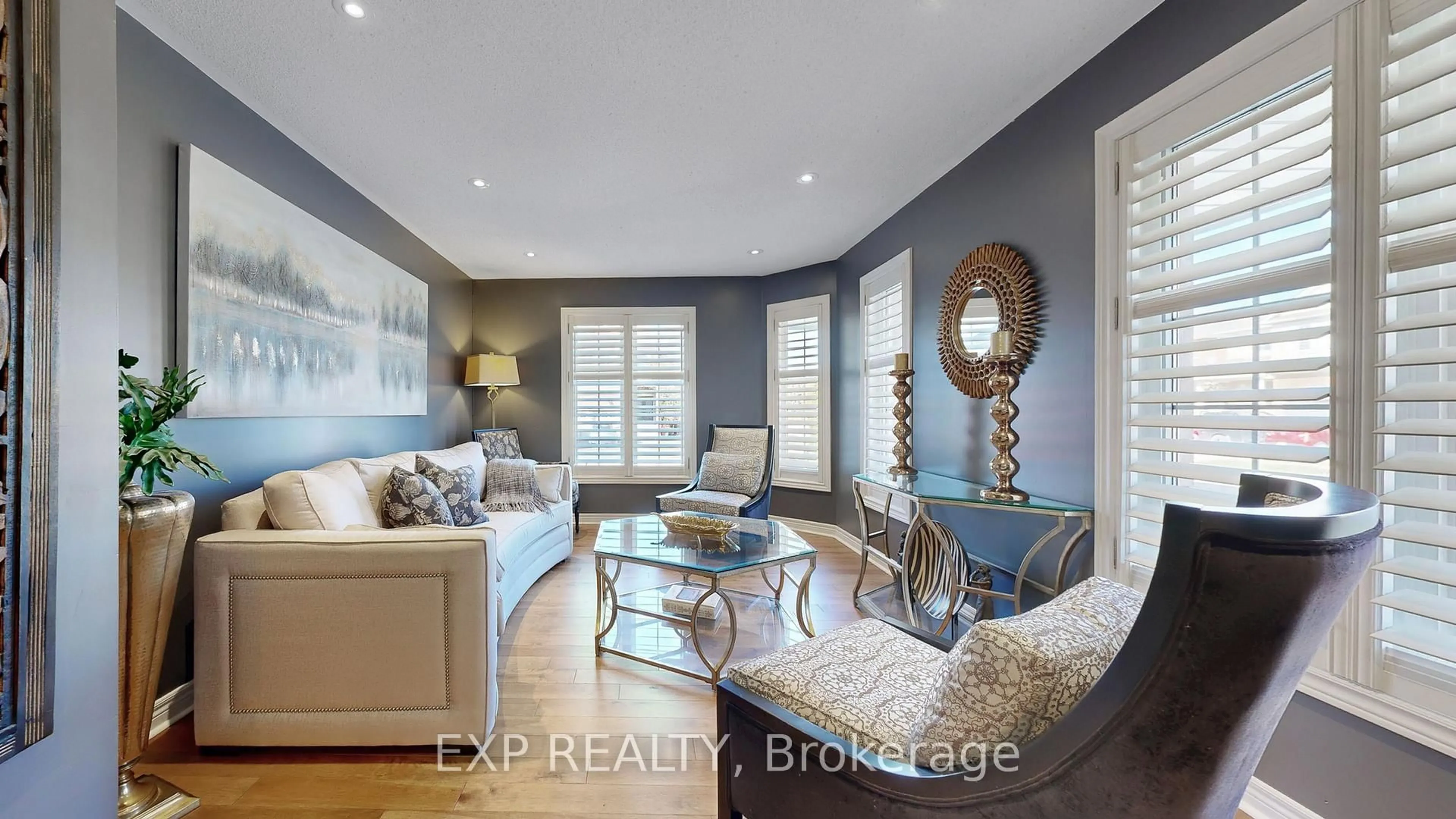 Living room with furniture, wood/laminate floor for 1 Nieuwendyk St, Whitby Ontario L1P 1W4