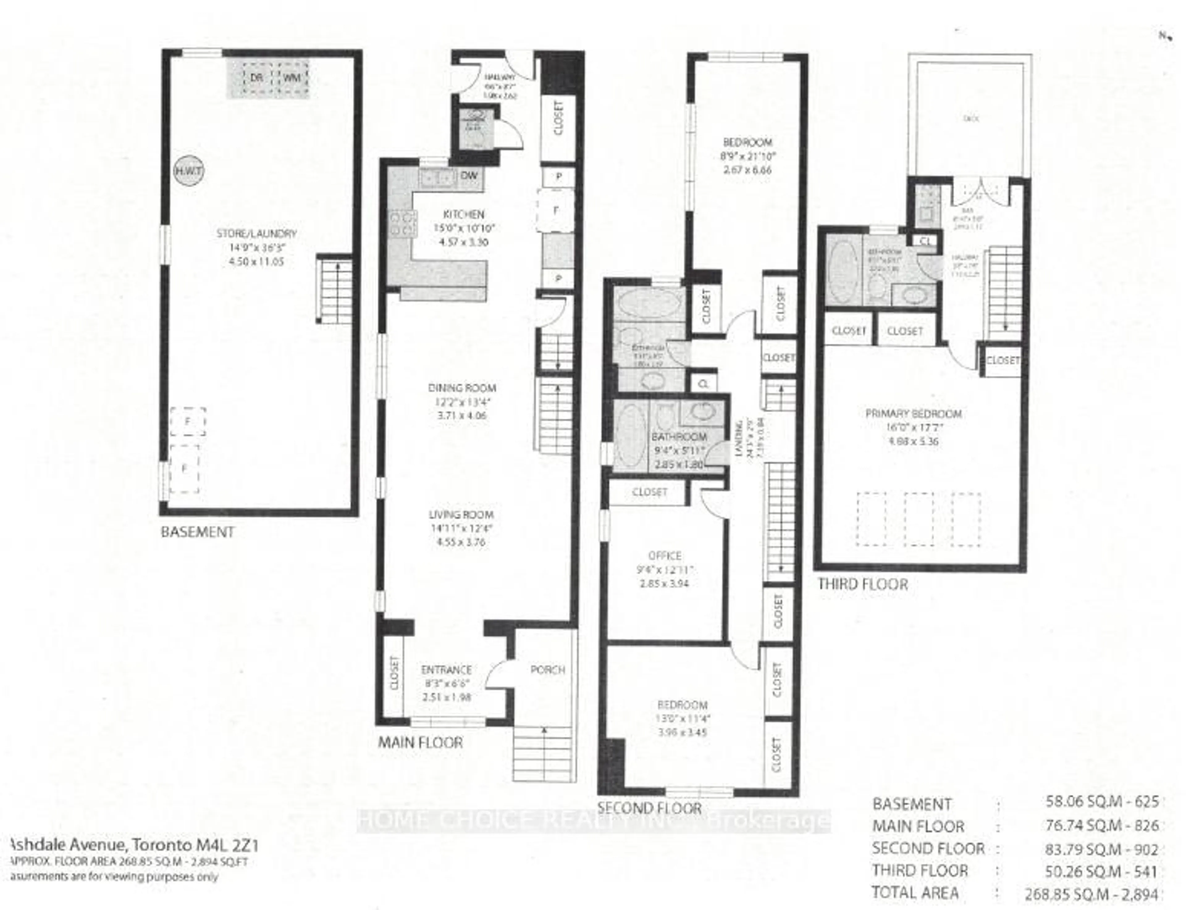 Floor plan for 283 Ashdale Ave, Toronto Ontario M4L 2Z1