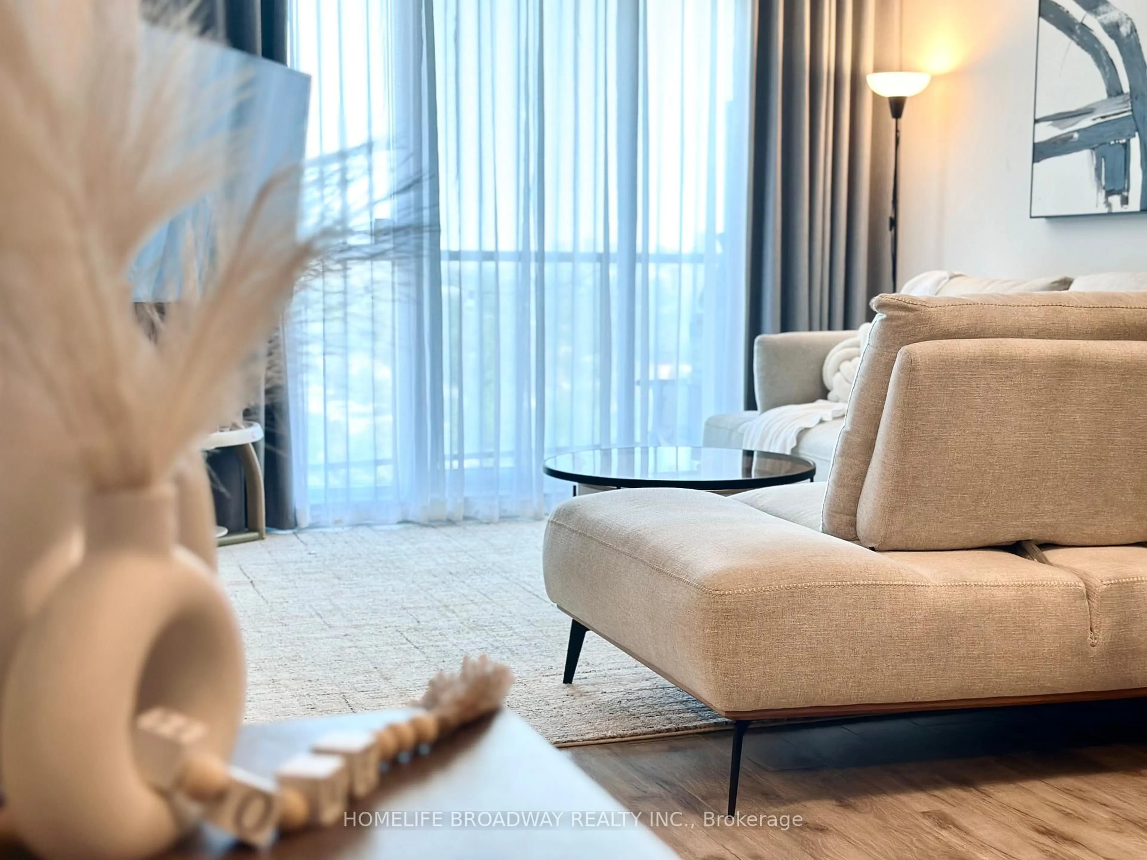 Living room with furniture, carpet floor for 1328 Birchmount Rd #1604, Toronto Ontario M1R 0B6