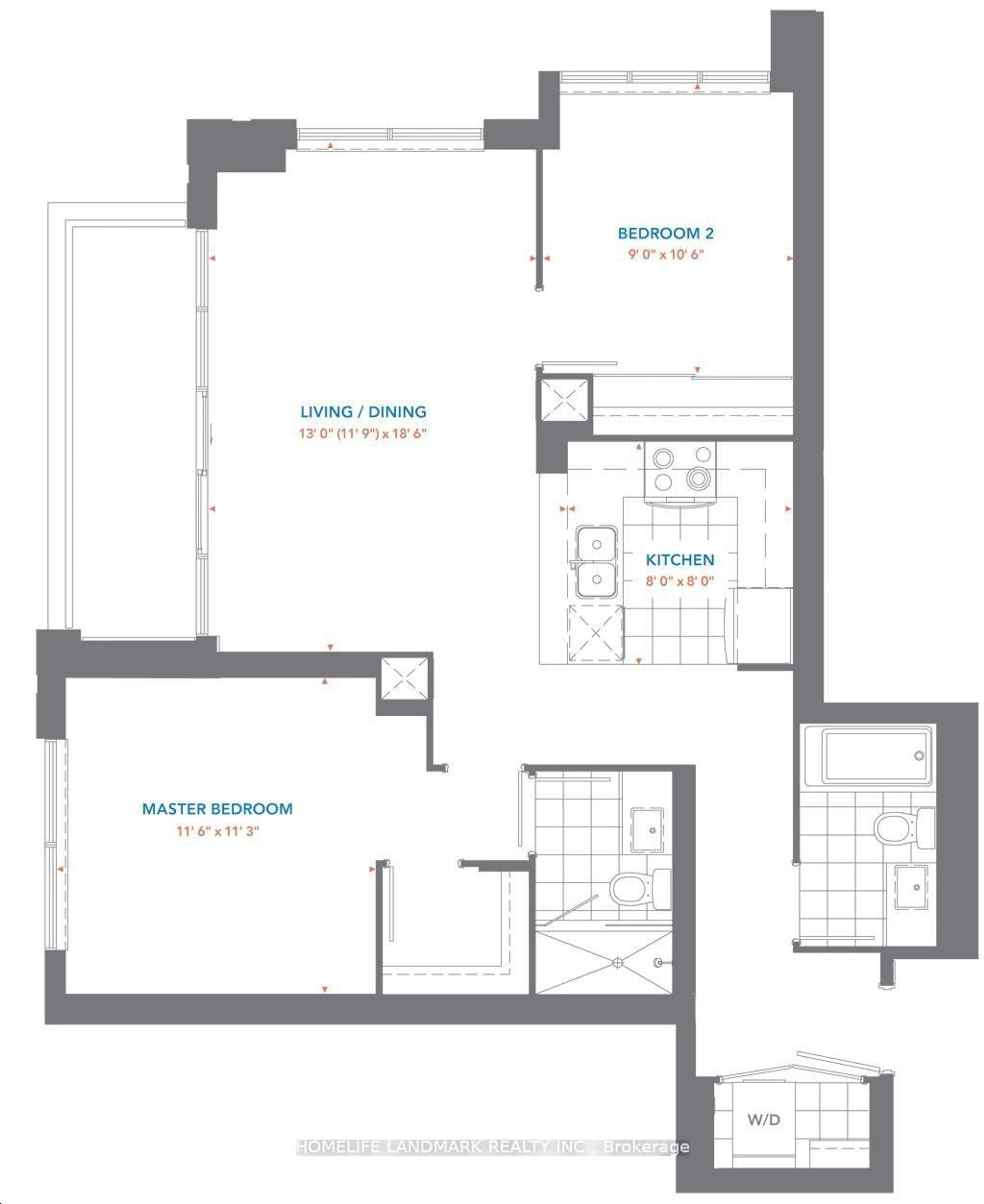 Floor plan for 3270 Sheppard Ave #2627, Toronto Ontario M1T 3K3
