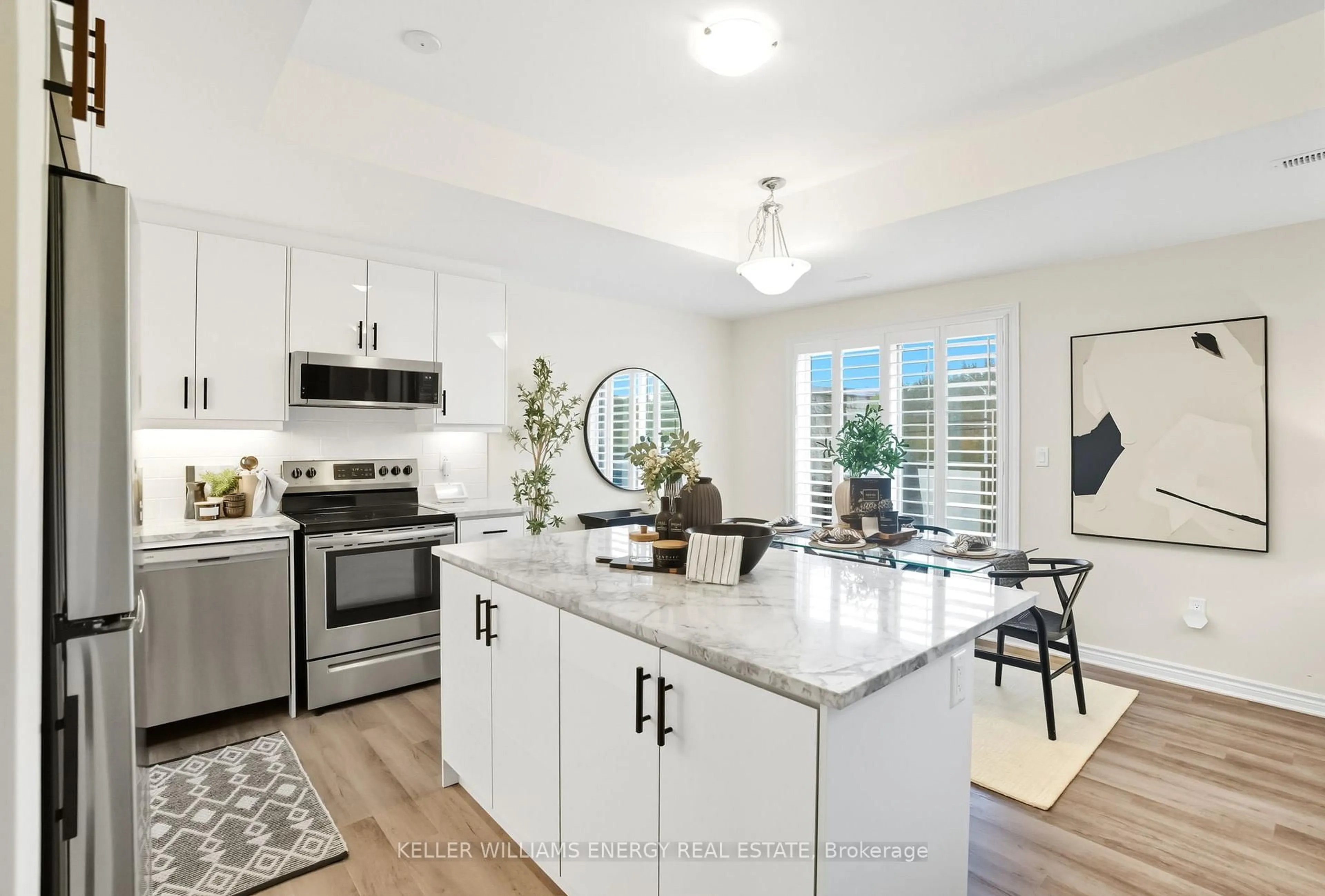 Open concept kitchen, ceramic/tile floor for 1034 Reflection Pl #620, Pickering Ontario L1X 0L1