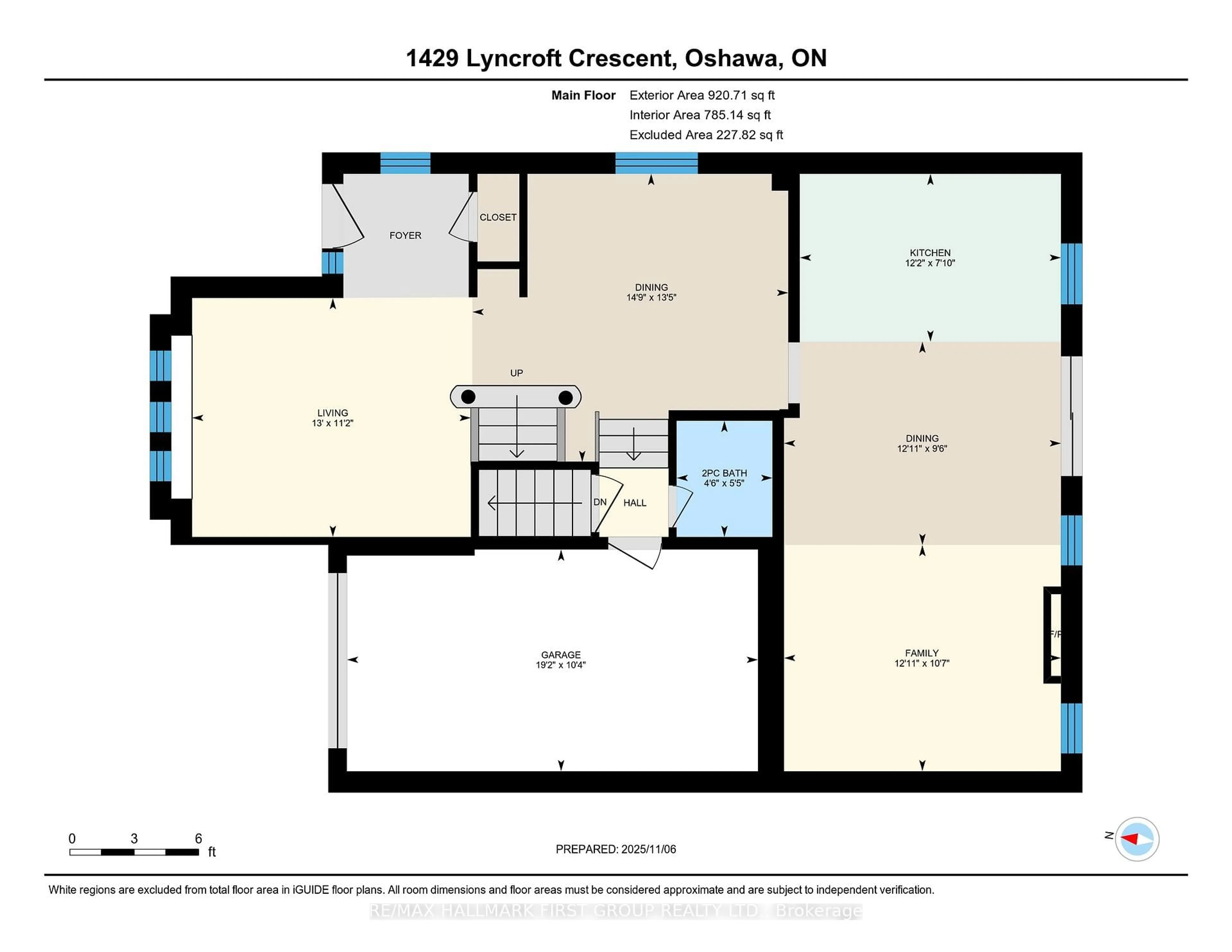 Floor plan for 1429 Lyncroft Cres, Oshawa Ontario L1K 2P4
