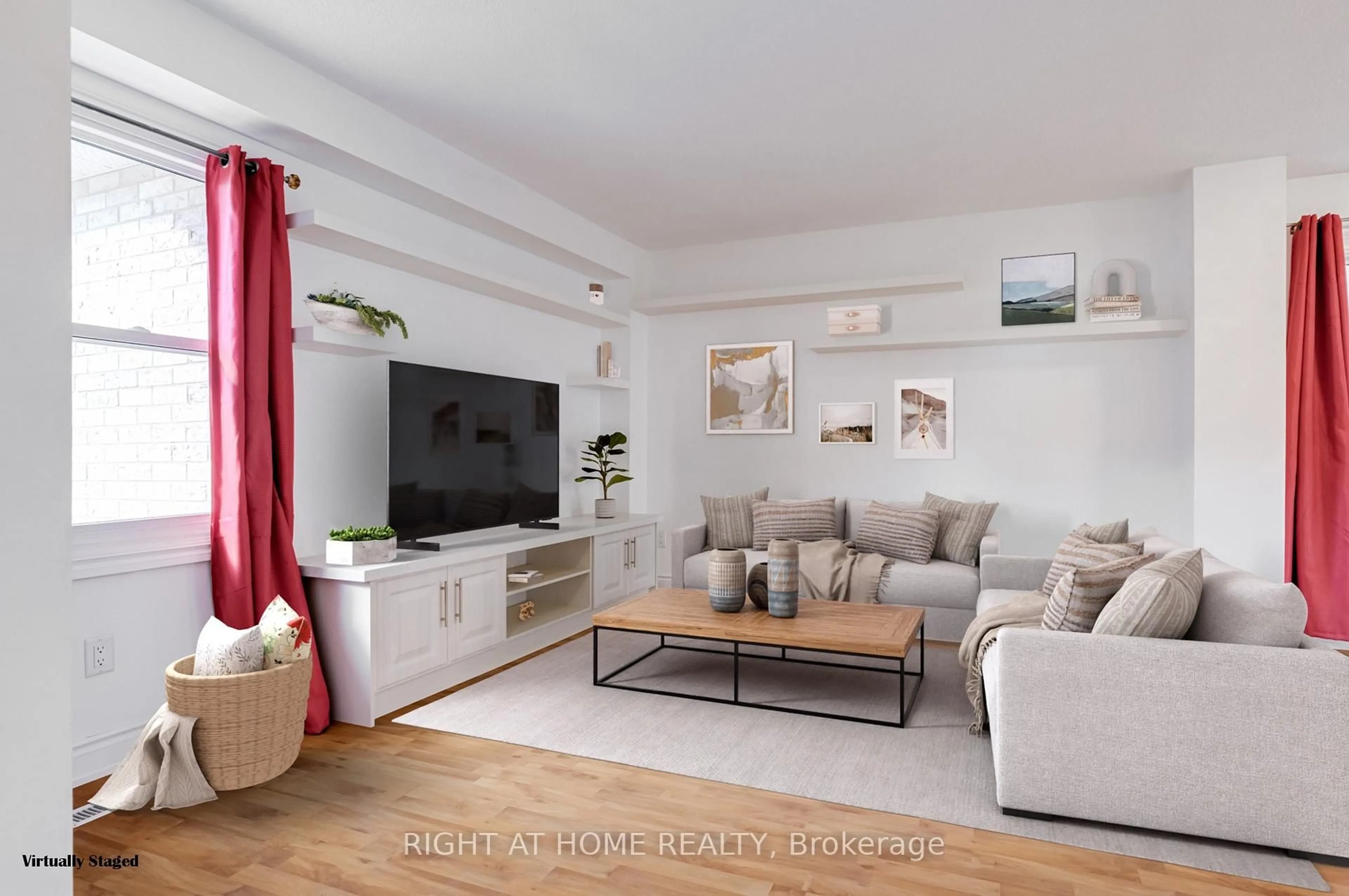 Living room with furniture, wood/laminate floor for 108 Rotherglen Rd, Ajax Ontario L1T 1T3