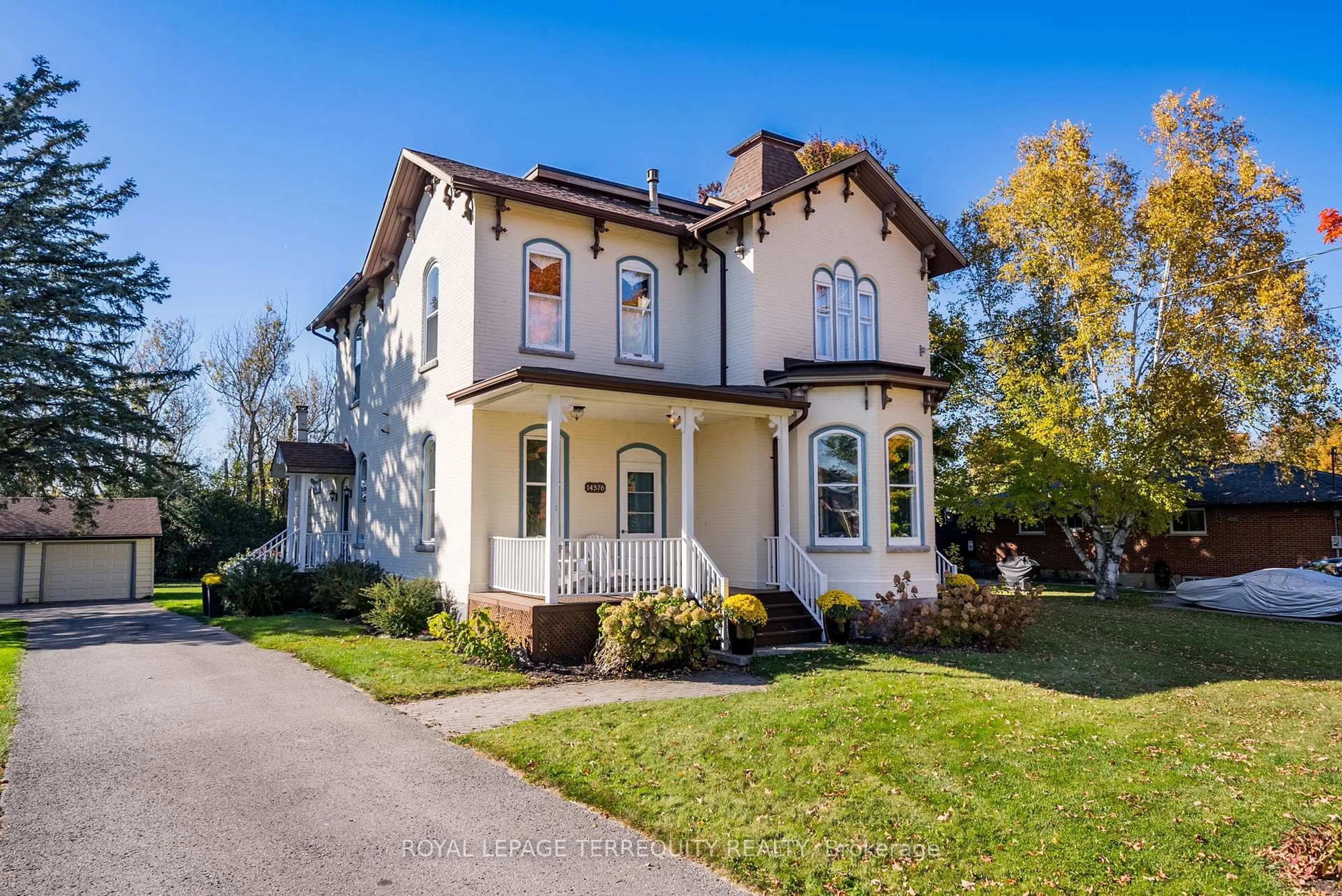 Home with brick exterior material, street for 14576 Old Simcoe Rd, Scugog Ontario L9L 1C1