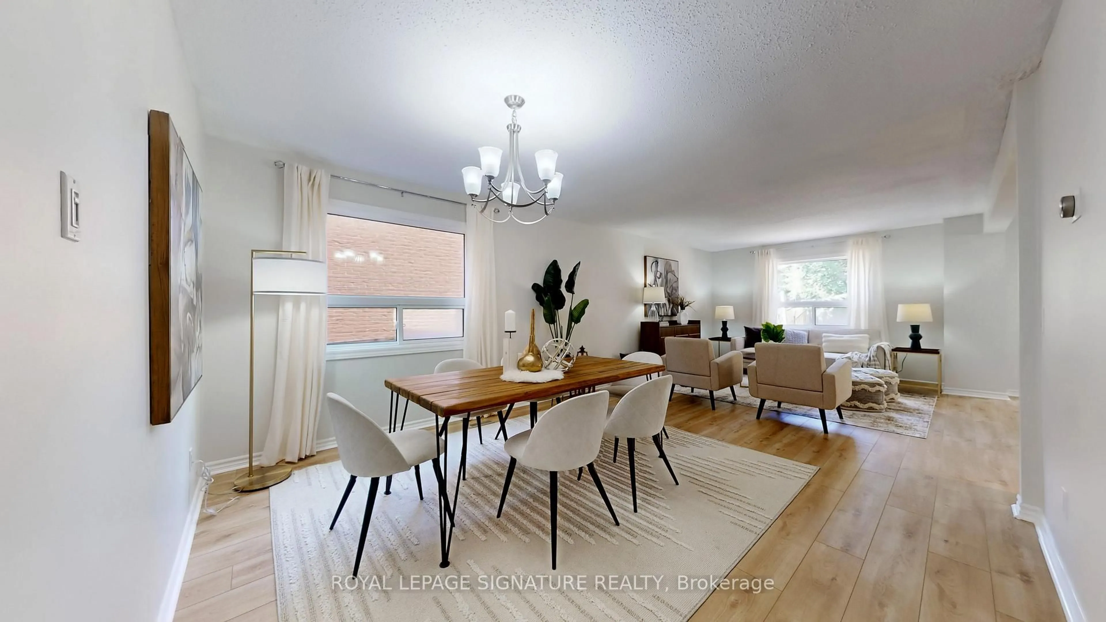 Dining room, wood/laminate floor for 28 Longfellow Crt, Whitby Ontario L1N 6V7