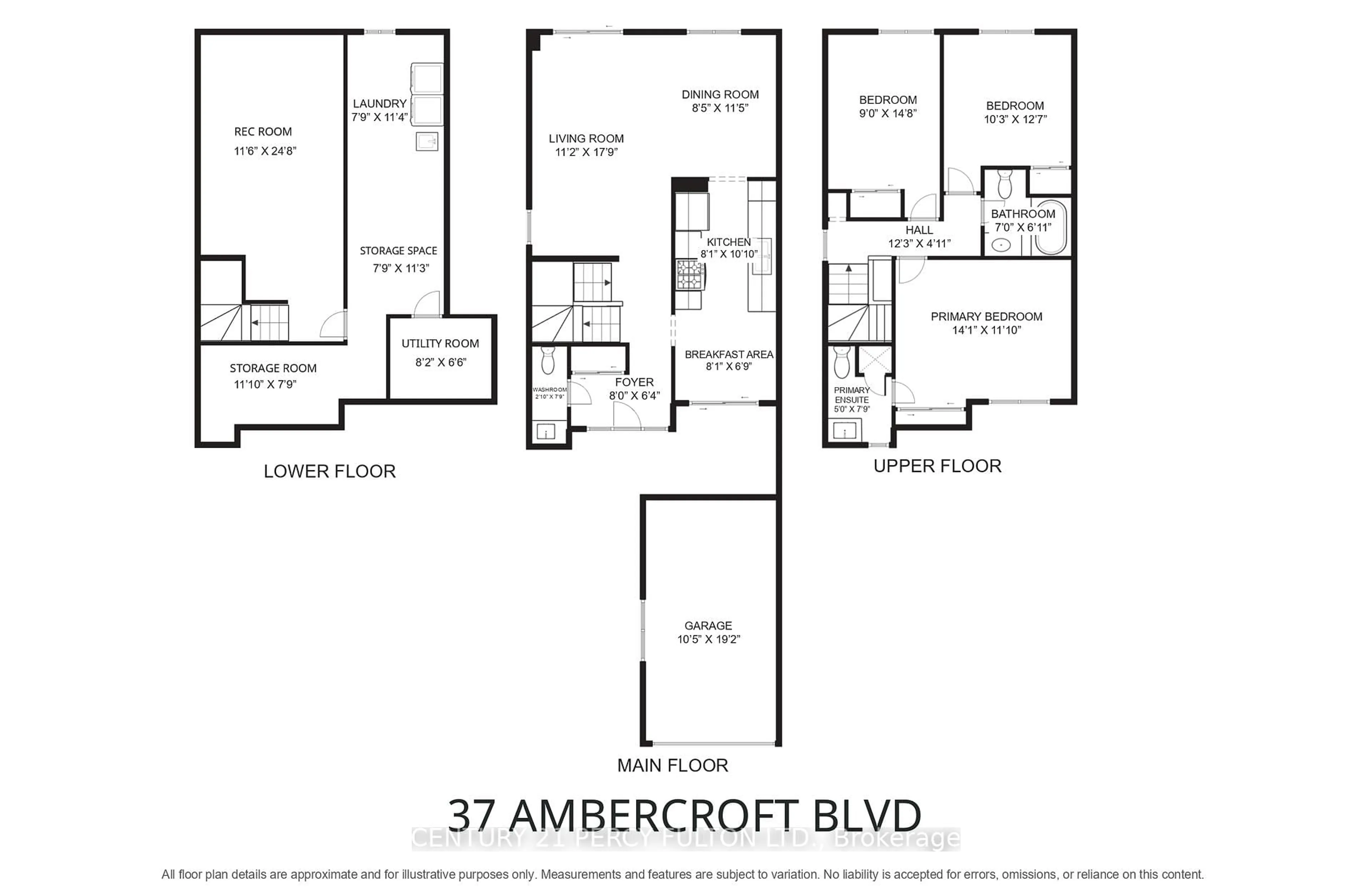 Floor plan for 37 Ambercroft Blvd, Toronto Ontario M1W 2Z6