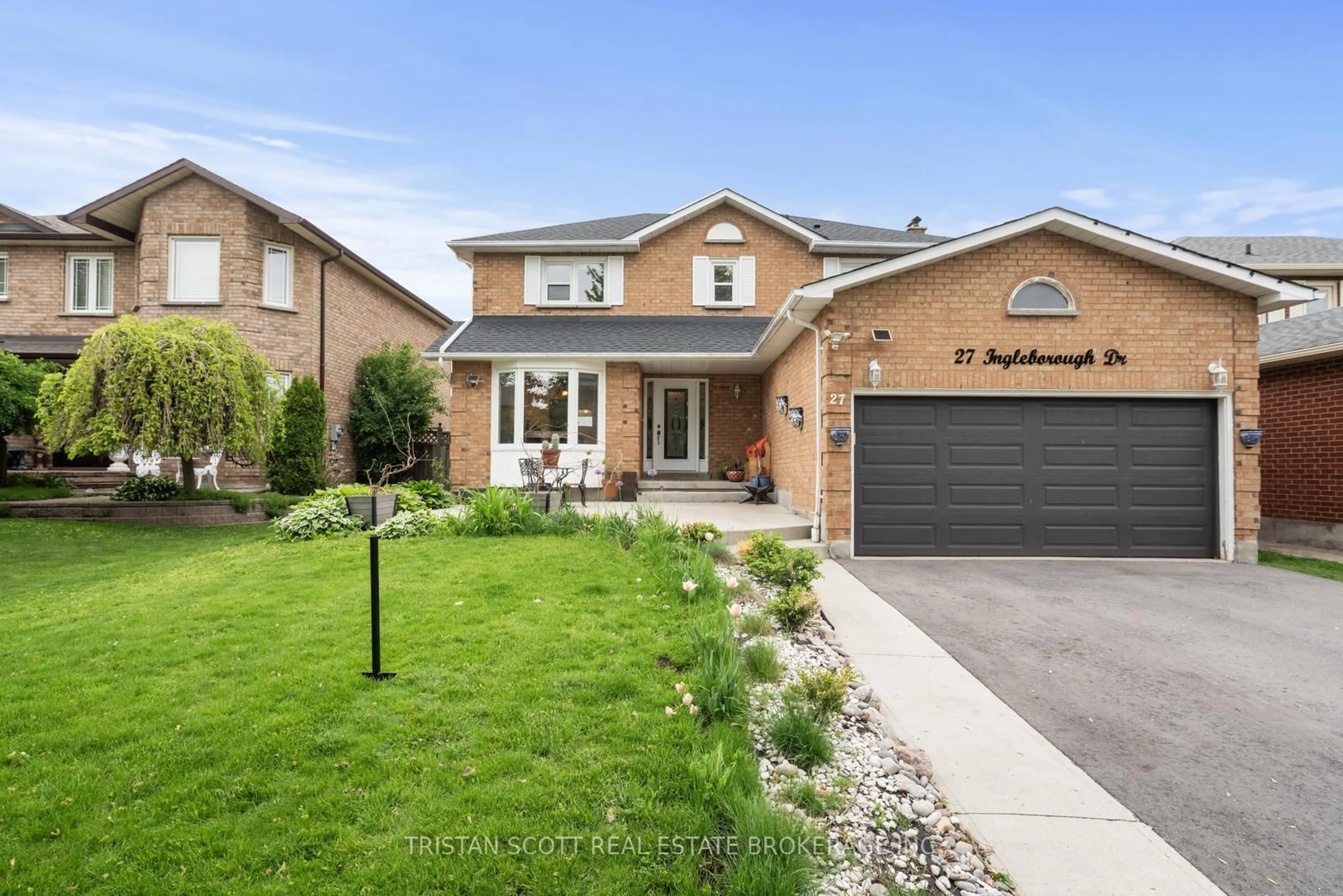 Home with brick exterior material, street for 27 Ingleborough Dr, Whitby Ontario L1N 8J9