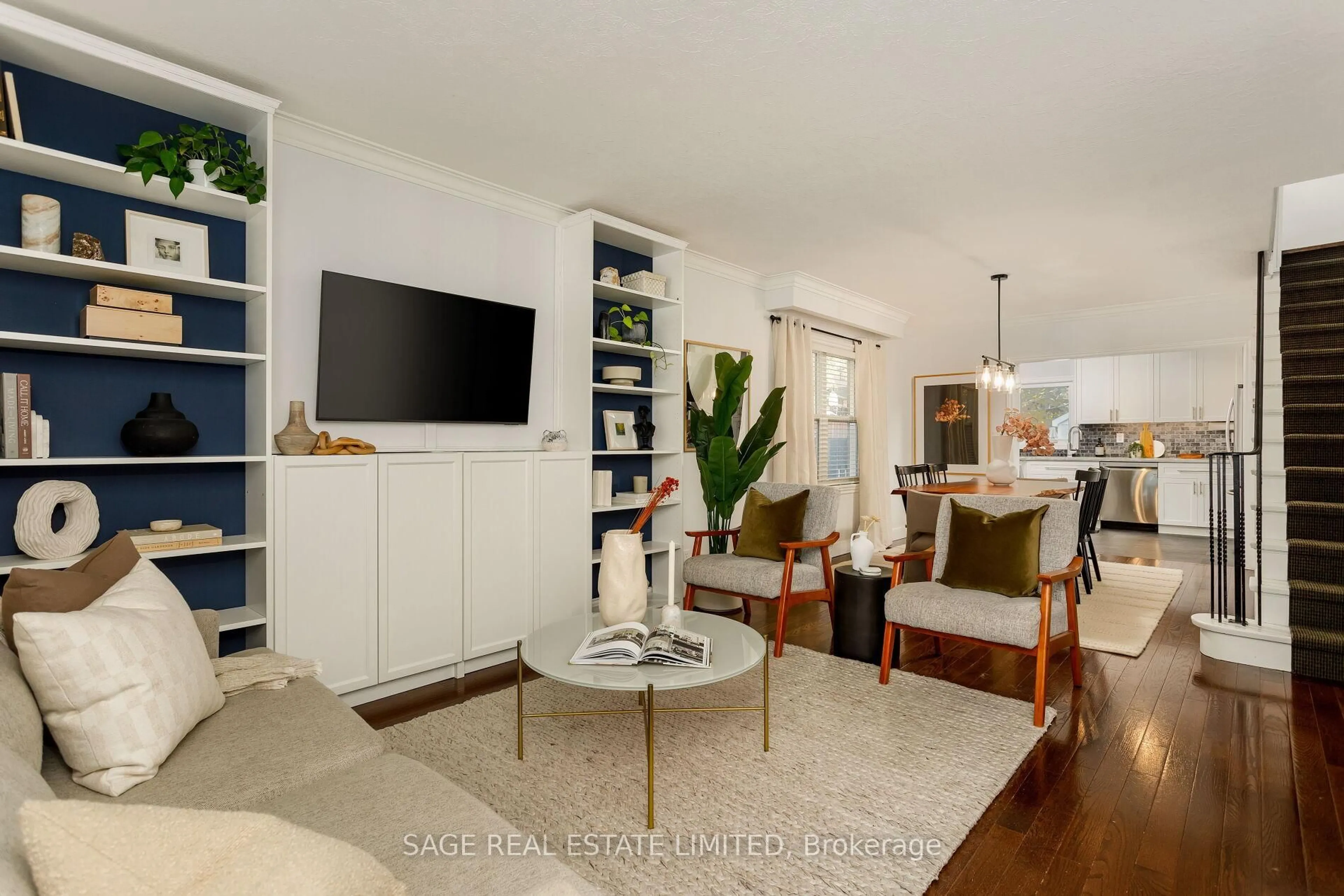 Living room with furniture, unknown for 573 Sammon Ave, Toronto Ontario M4C 2E1