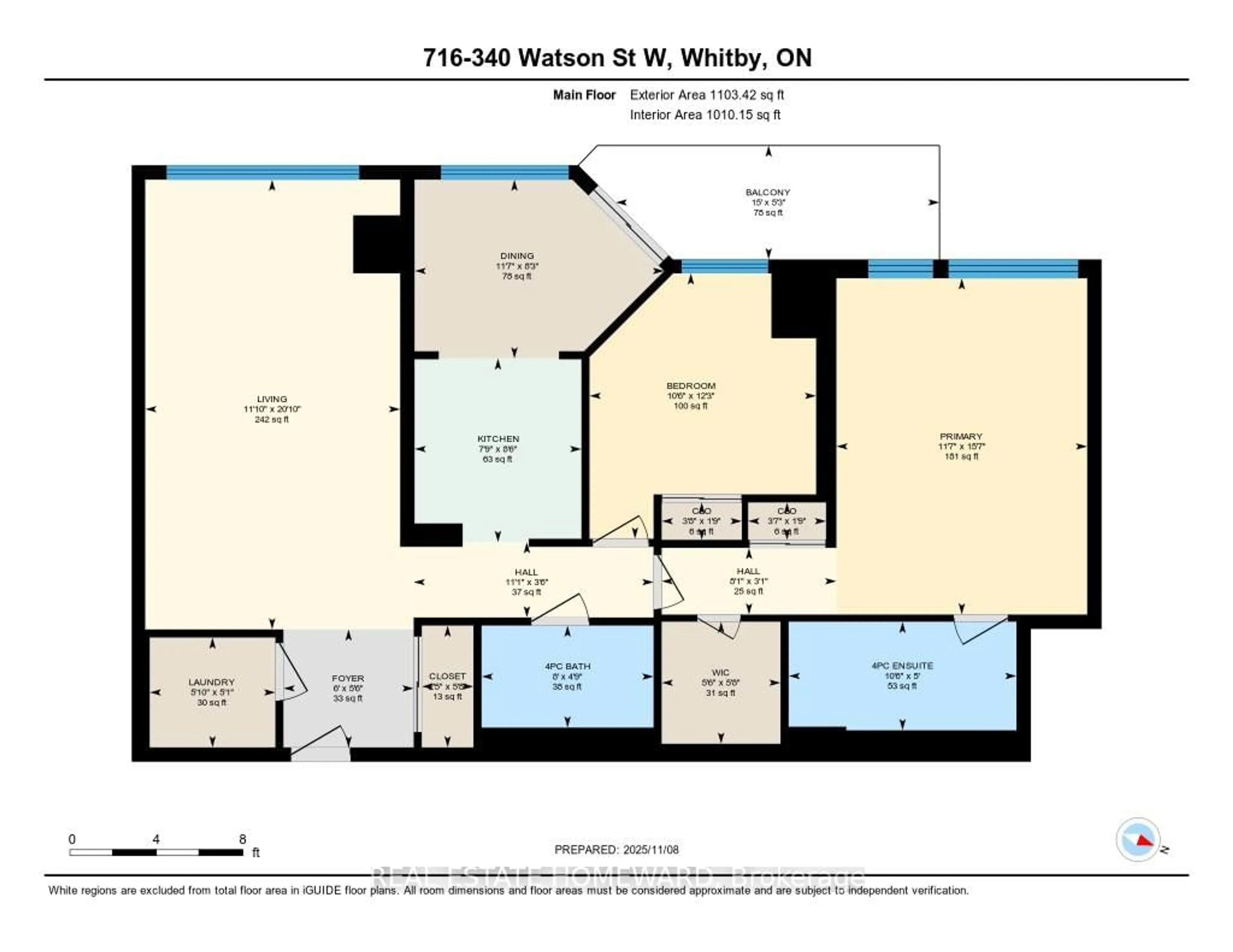 Floor plan for 340 Watson St #716, Whitby Ontario L1N 3G1