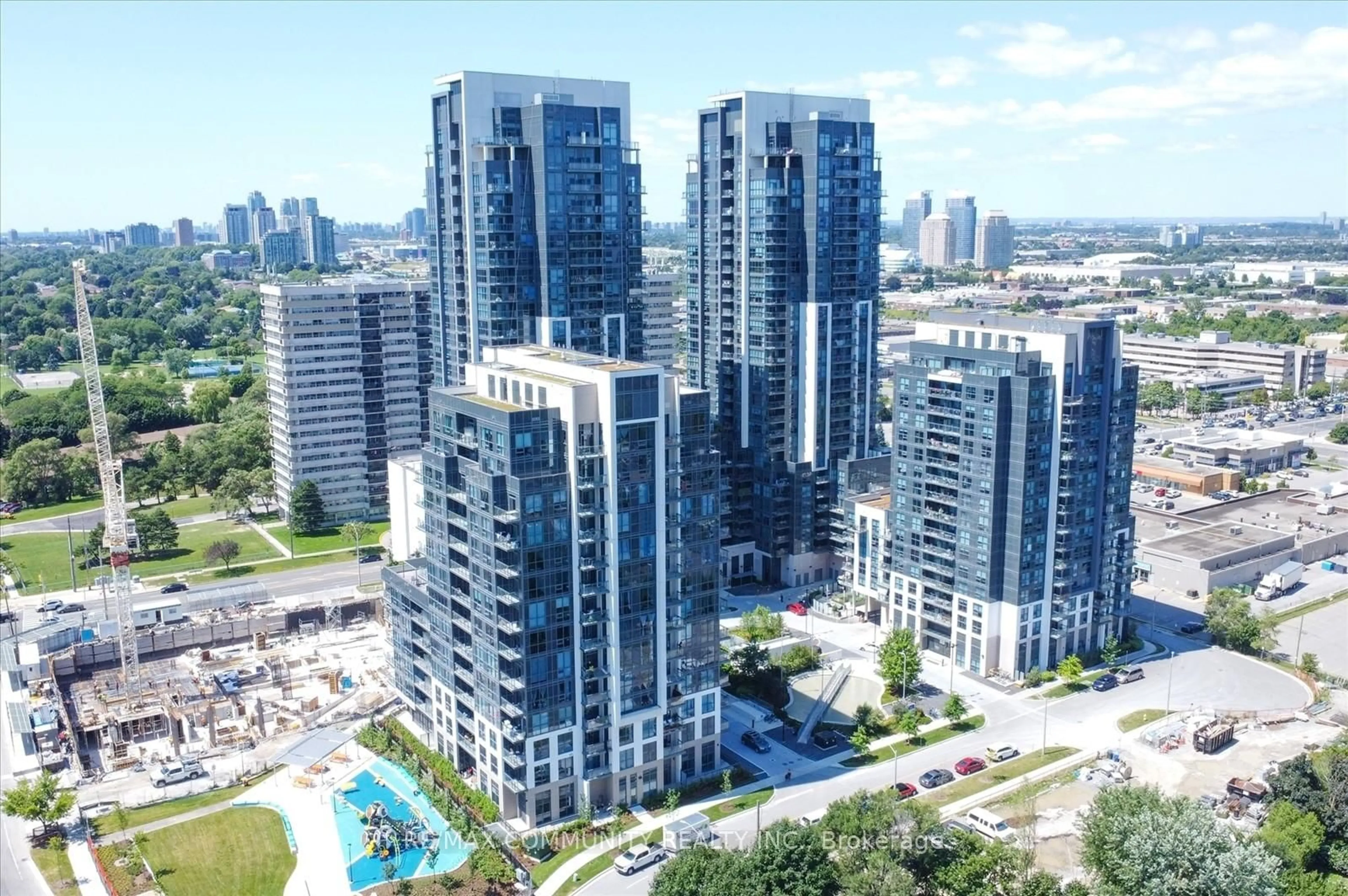 A pic from outside/outdoor area/front of a property/back of a property/a pic from drone, city buildings view from balcony for 20 Meadowglen Pl #2010, Toronto Ontario M1G 0A9