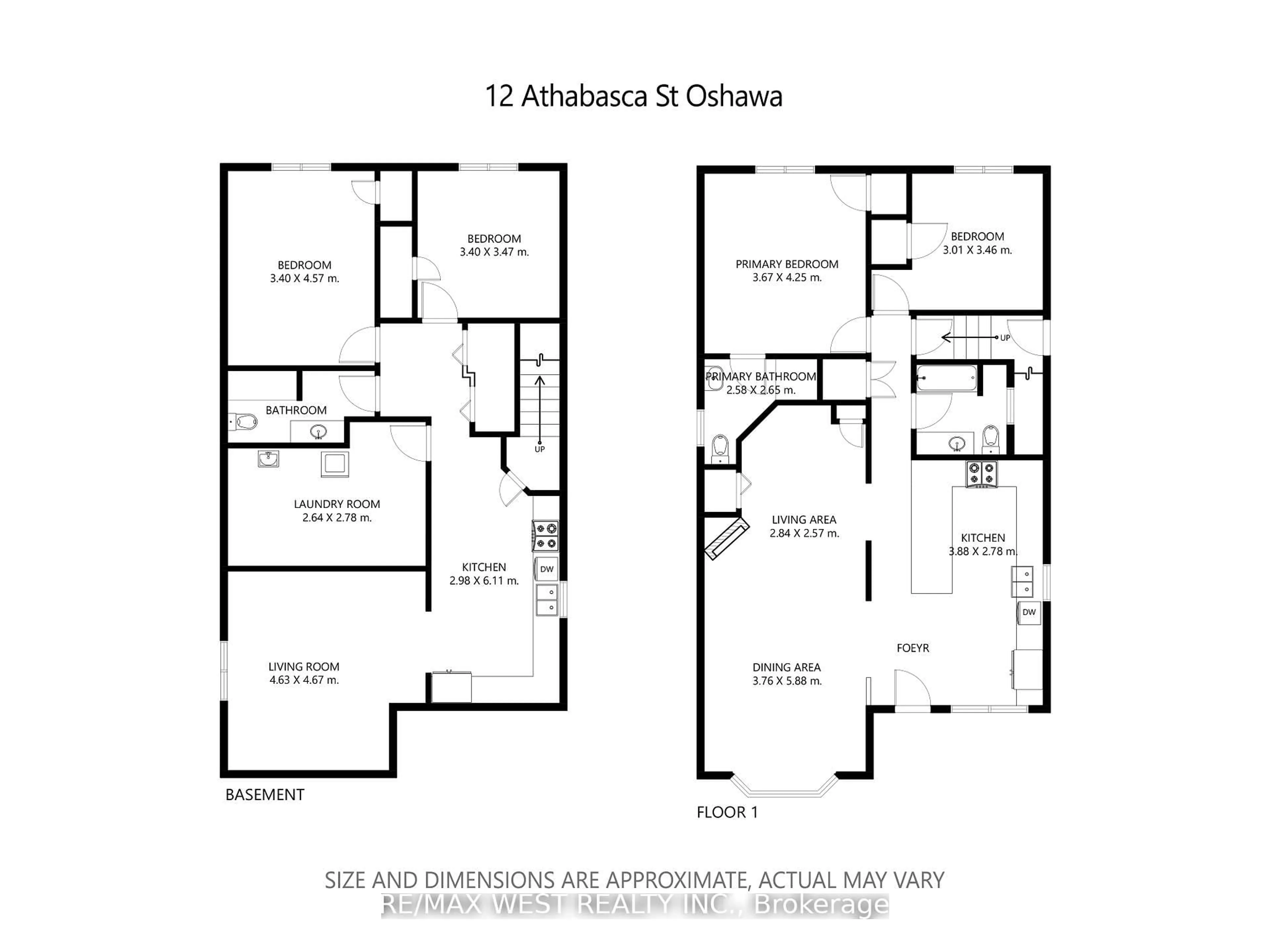 Floor plan for 12 Athabasca St, Oshawa Ontario L1H 7H5