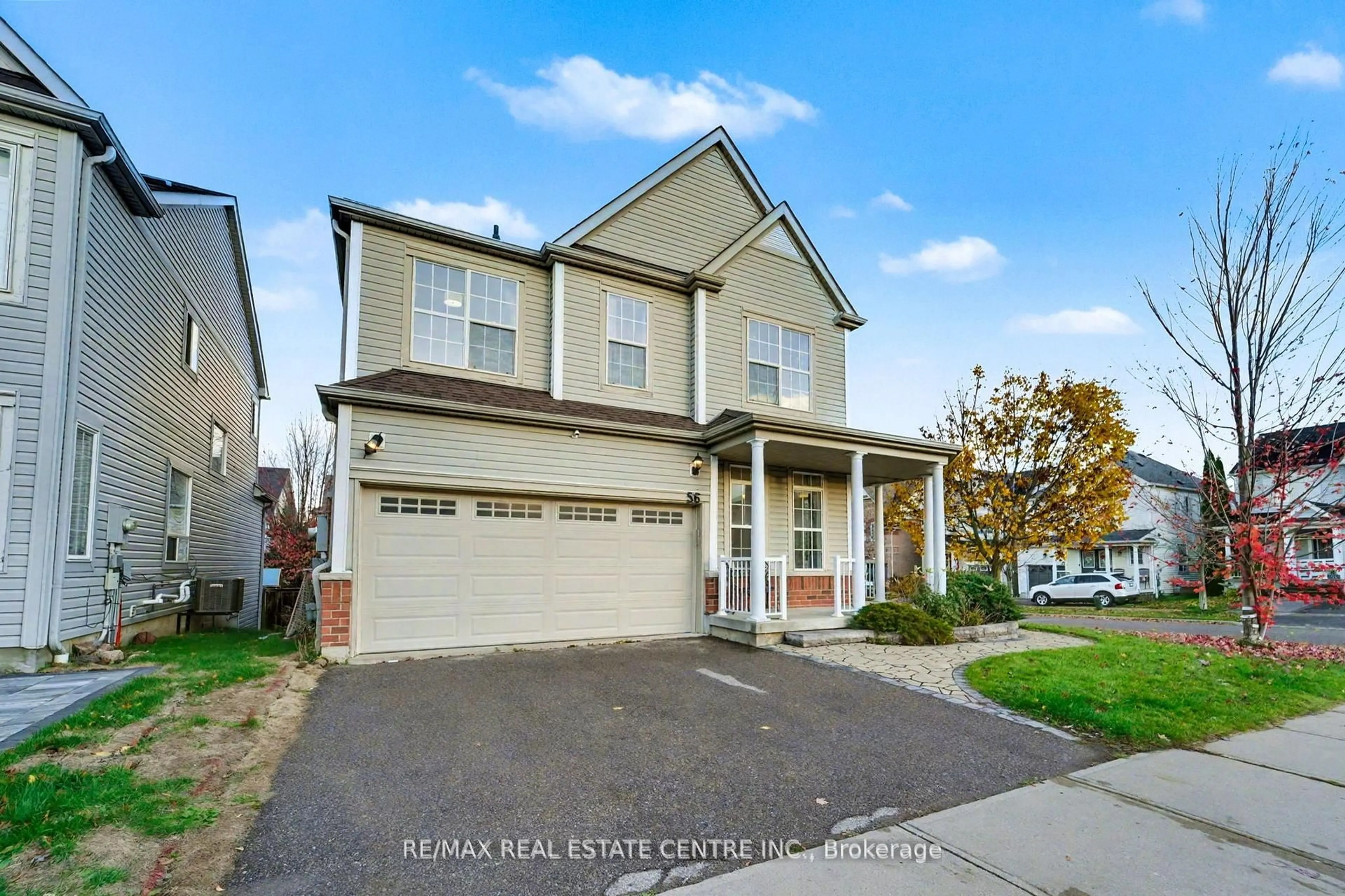 Home with vinyl exterior material, street for 56 Vanguard Dr, Whitby Ontario L1M 2N8