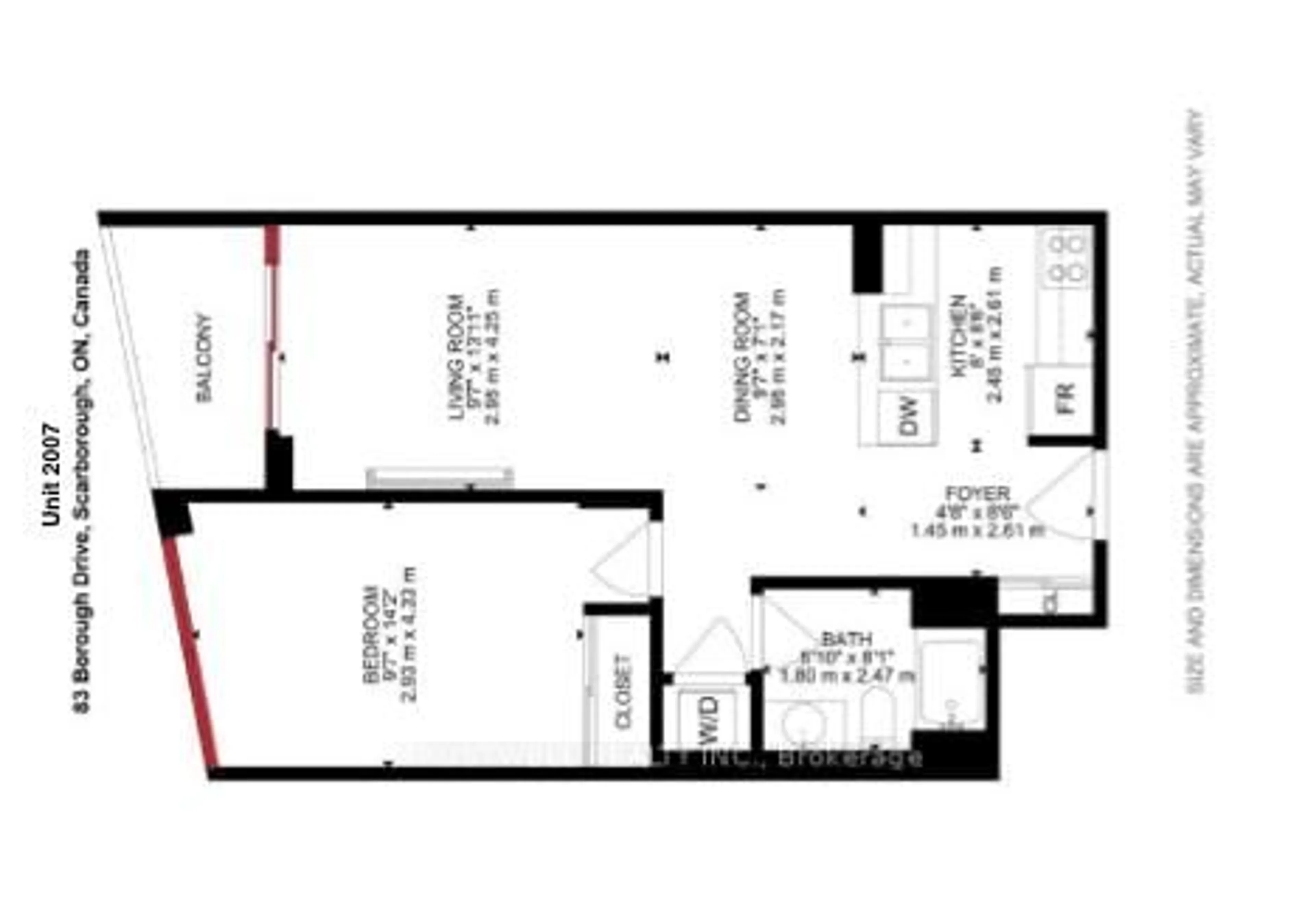 Floor plan for 83 Borough Dr #2007, Toronto Ontario M1P 5E4