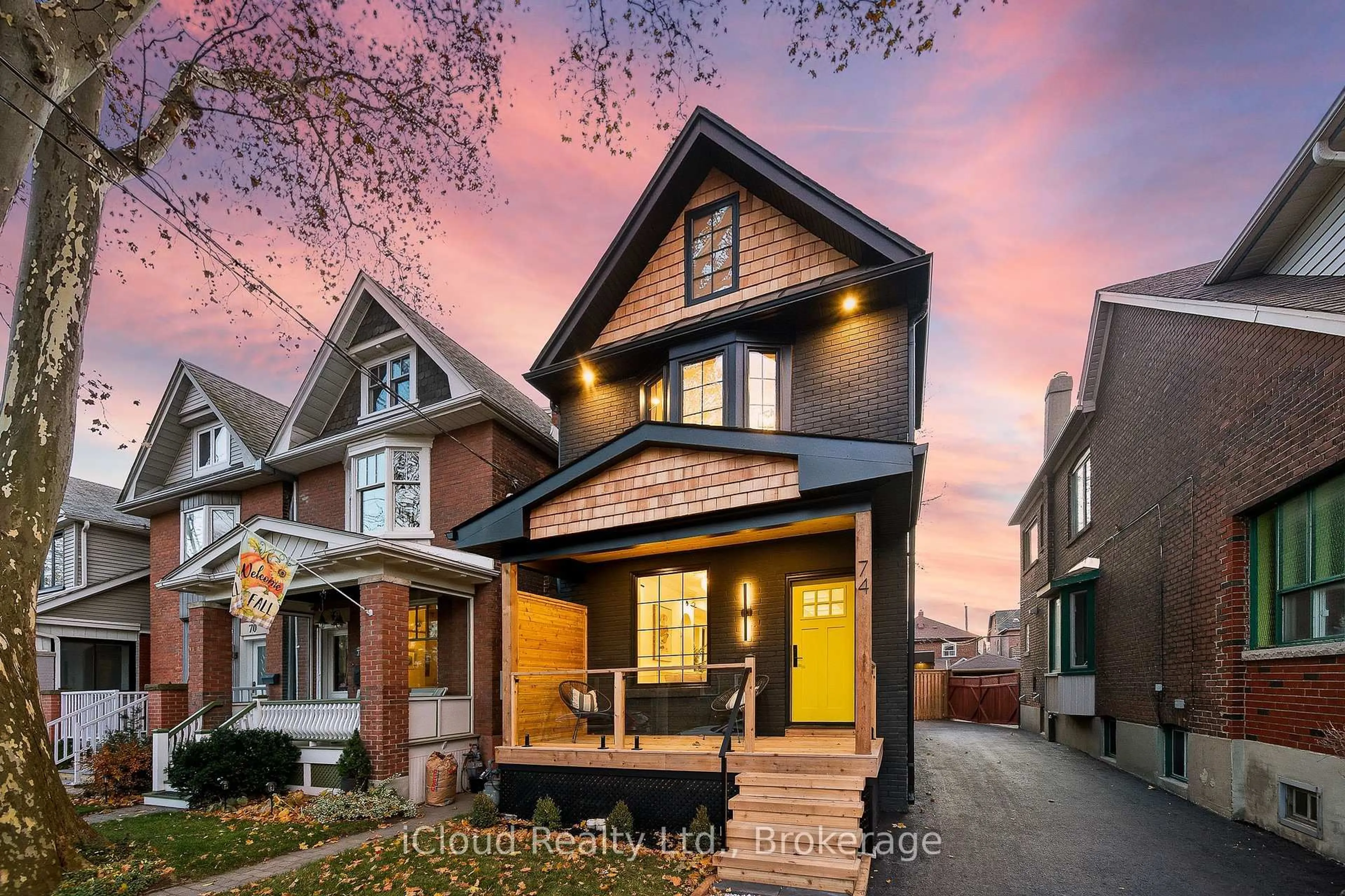 Home with brick exterior material, street for 74 Langford Ave, Toronto Ontario M4J 3E3