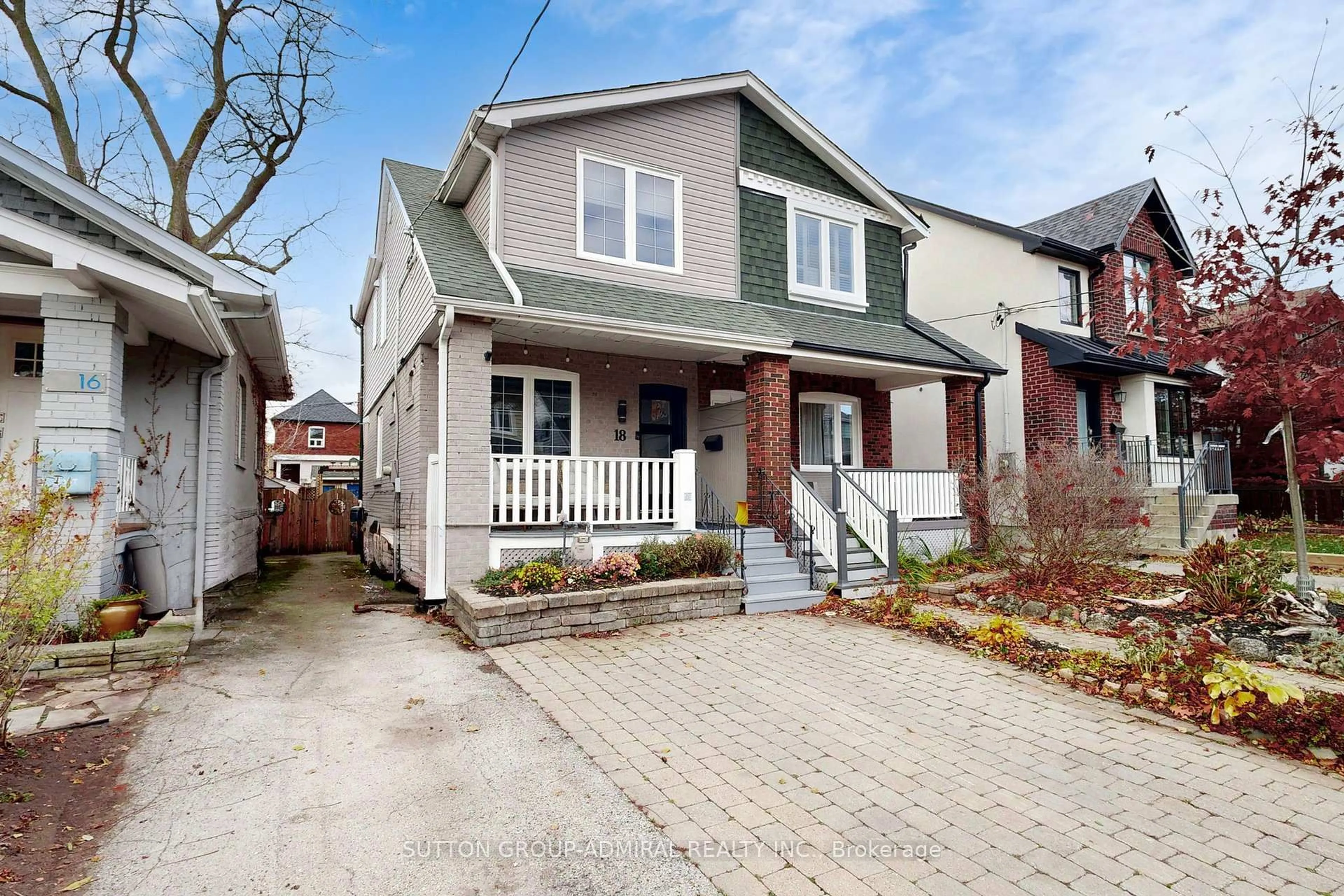 Home with brick exterior material, street for 18 Leroy Ave, Toronto Ontario M4J 4G7