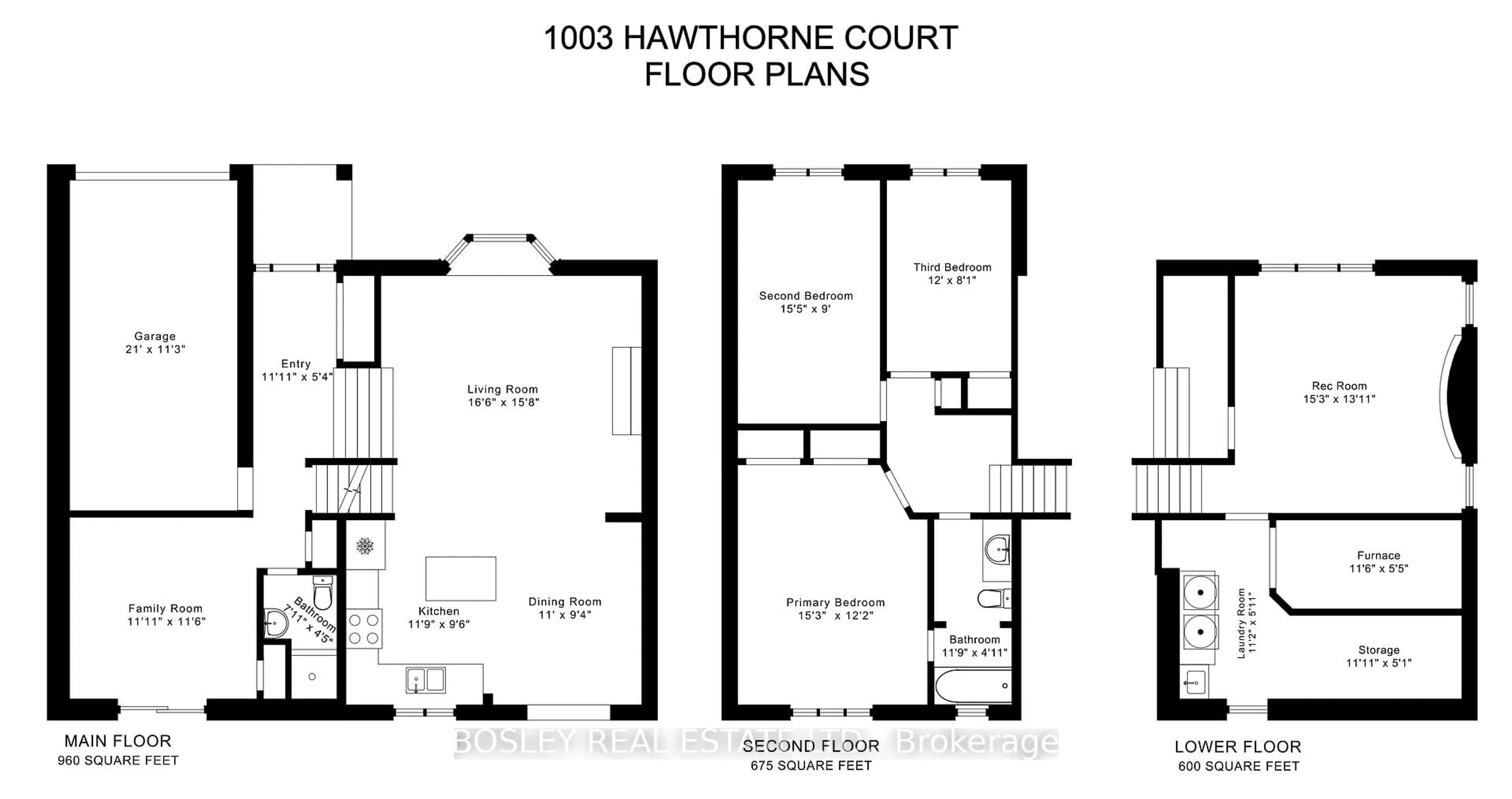 Floor plan for 1003 Hawthorne Crt, Oshawa Ontario L1H 2H4