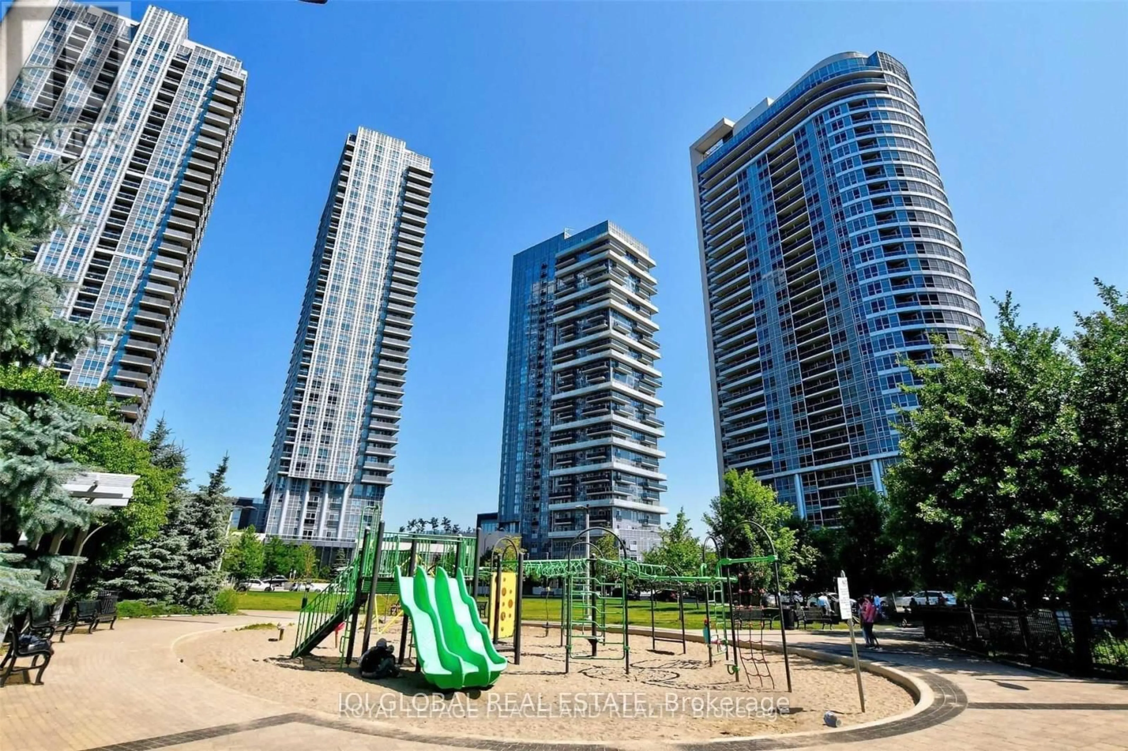 Patio, city buildings view from balcony for 225 Village Green Sq #1709, Toronto Ontario M1S 0L3