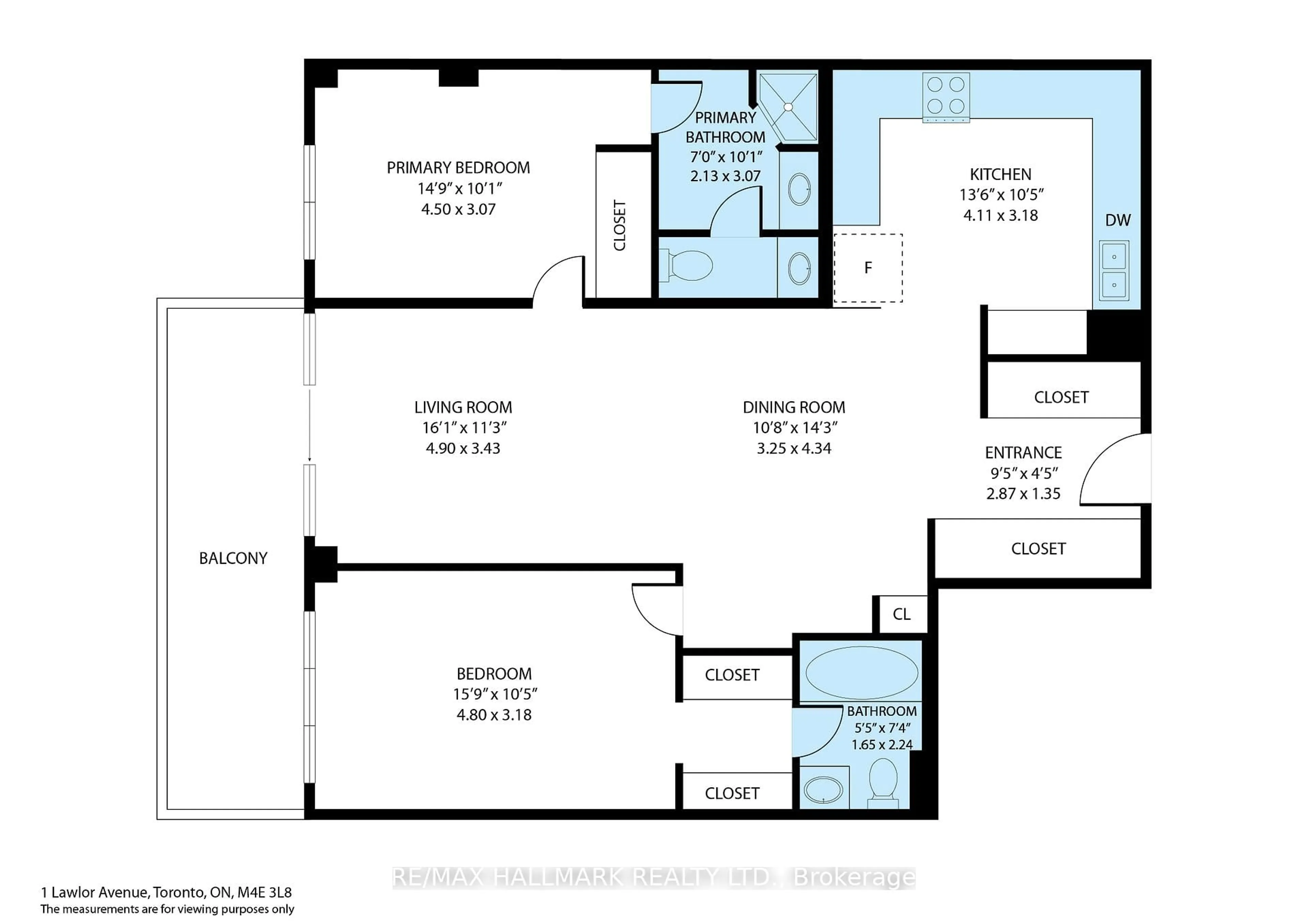 Floor plan for 1 Lawlor Ave #206, Toronto Ontario M4E 3L8