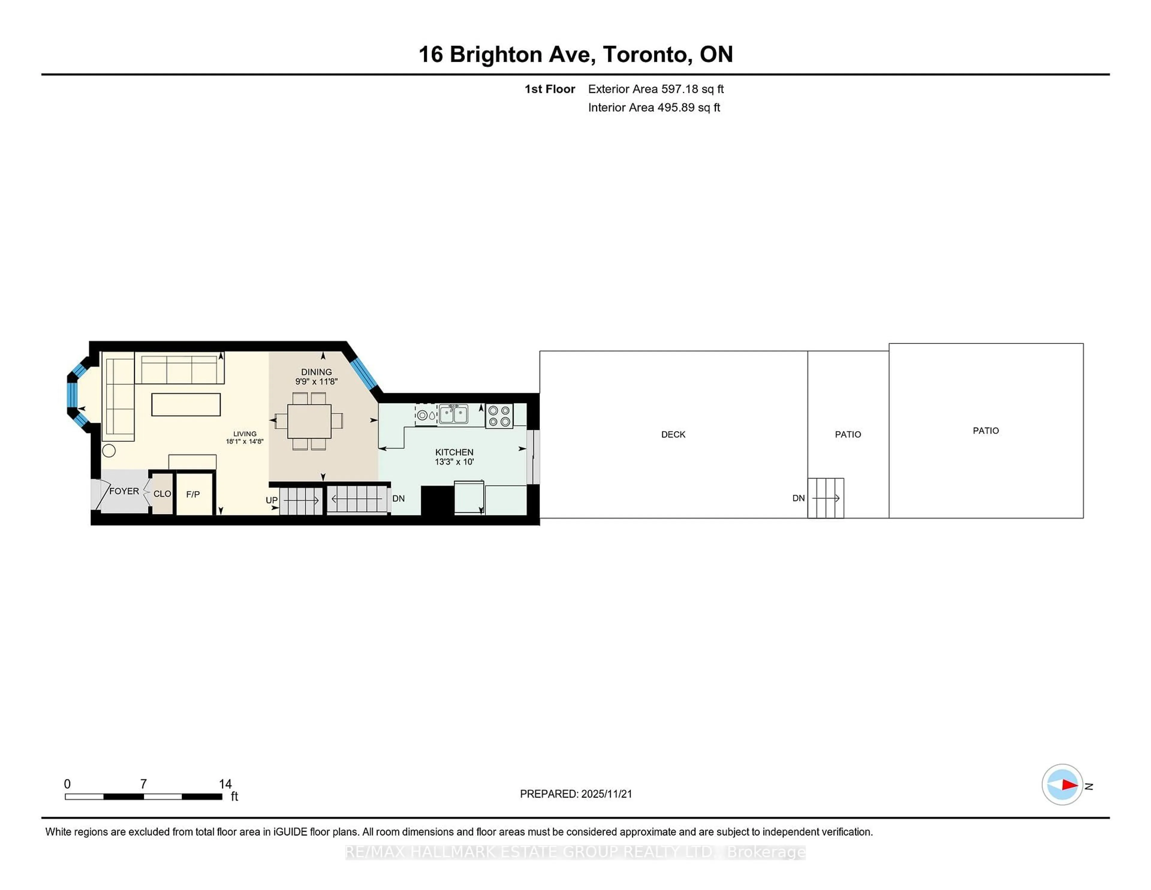 Floor plan for 16 Brighton Ave, Toronto Ontario M4M 1P4