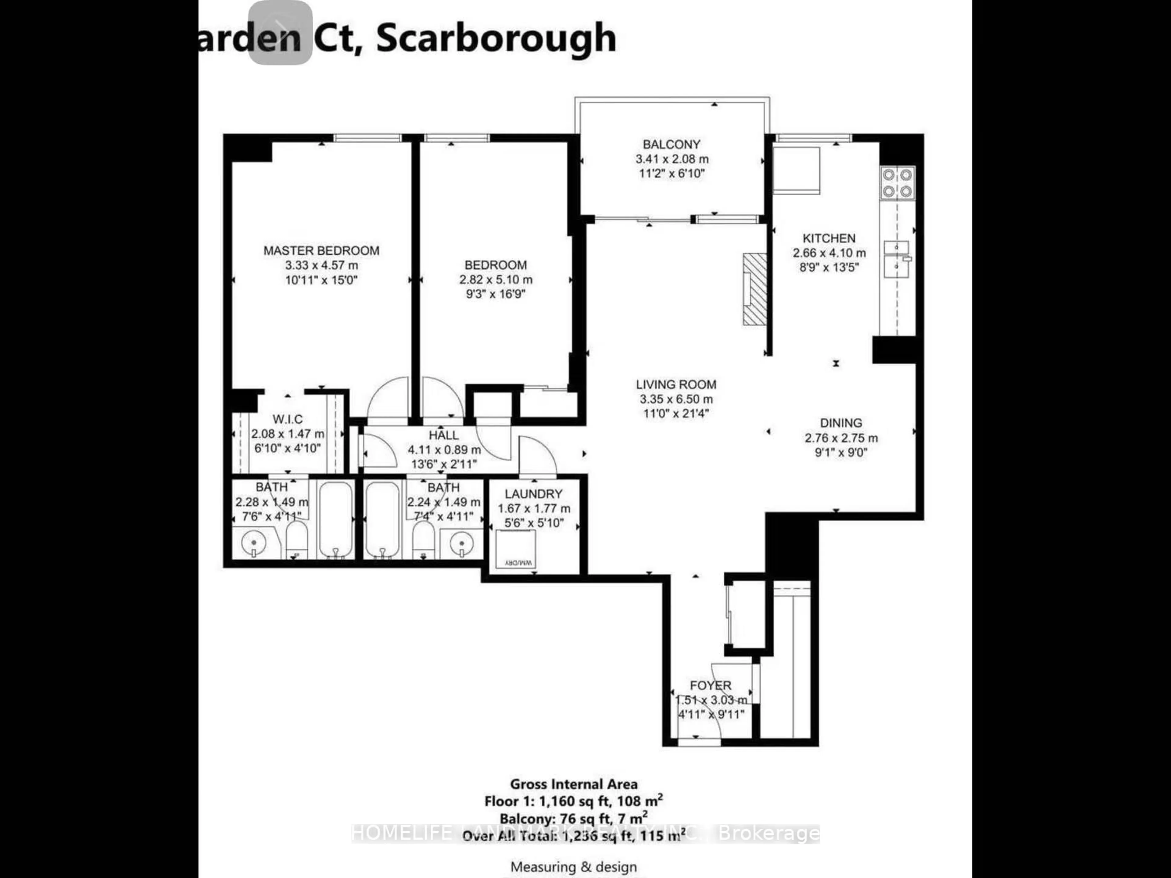 Floor plan for 100 Wingarden Crt #1701, Toronto Ontario M1B 2P4