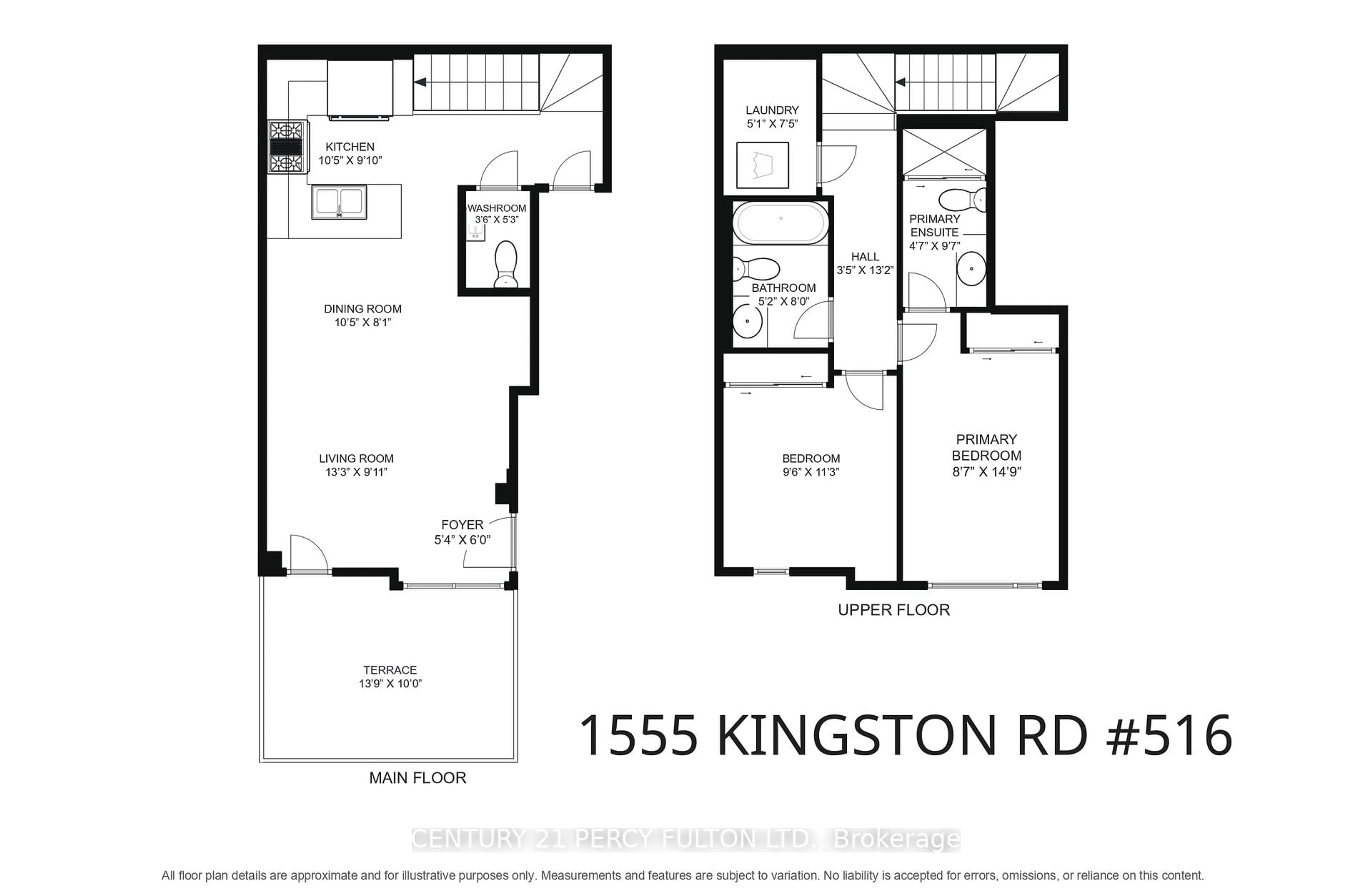 Floor plan for 1555 Kingston Rd #516, Pickering Ontario L1V 0E9