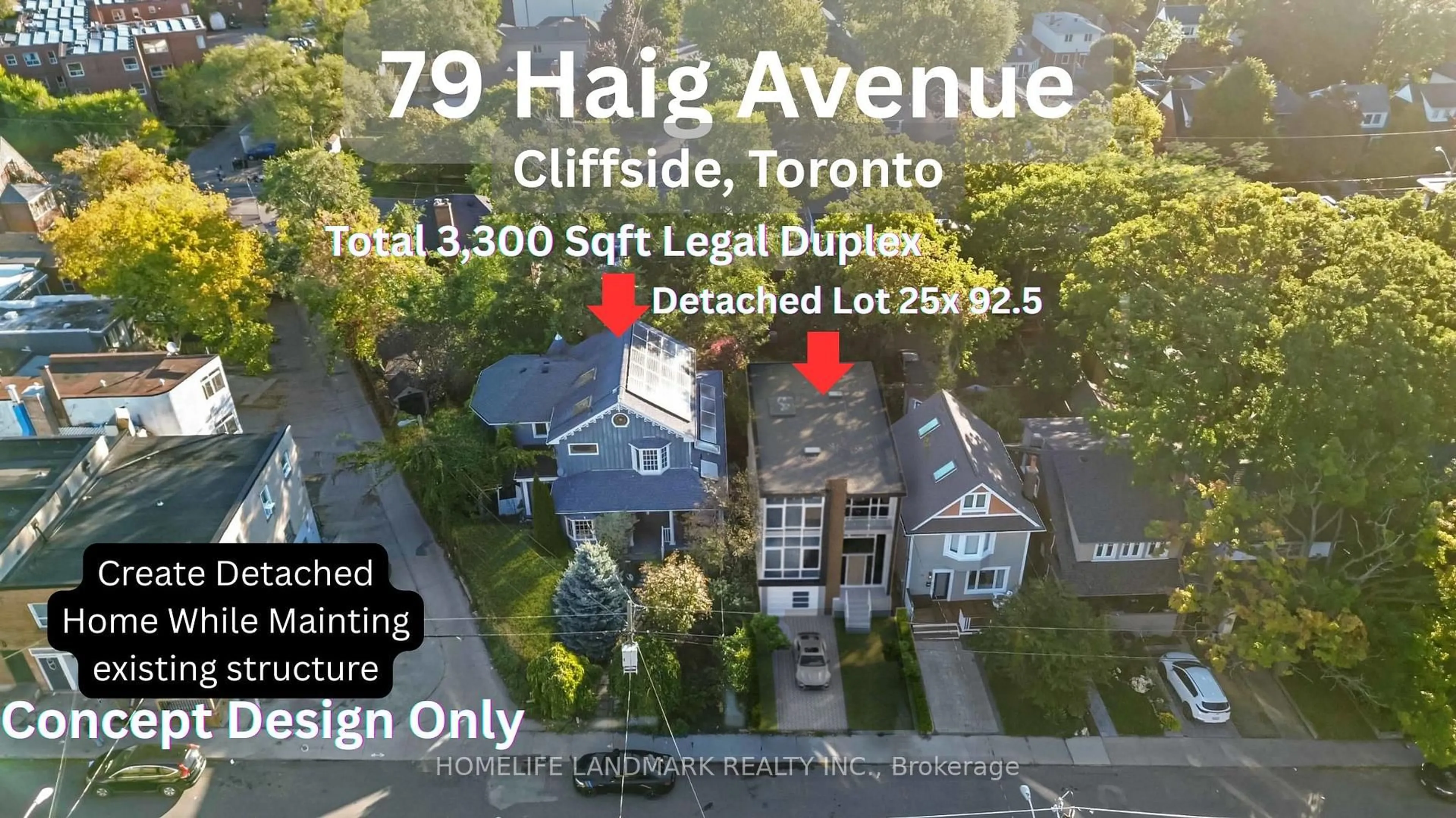 A pic from outside/outdoor area/front of a property/back of a property/a pic from drone, city buildings view from balcony for 79 Haig Ave, Toronto Ontario M1N 2W2