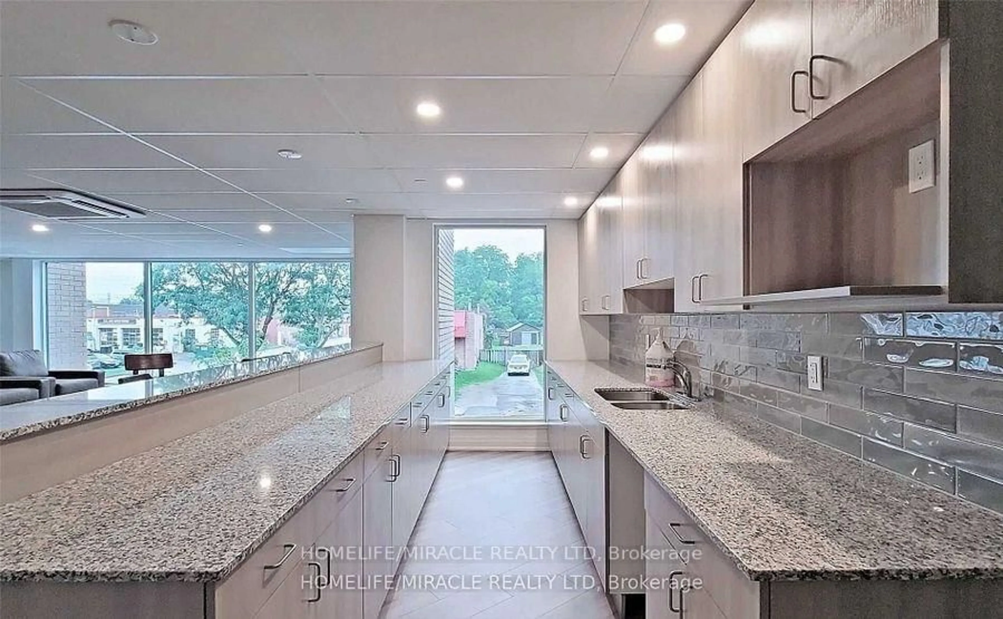Contemporary kitchen, ceramic/tile floor for 1 FALAISE Rd #417, Toronto Ontario M1E 0B9