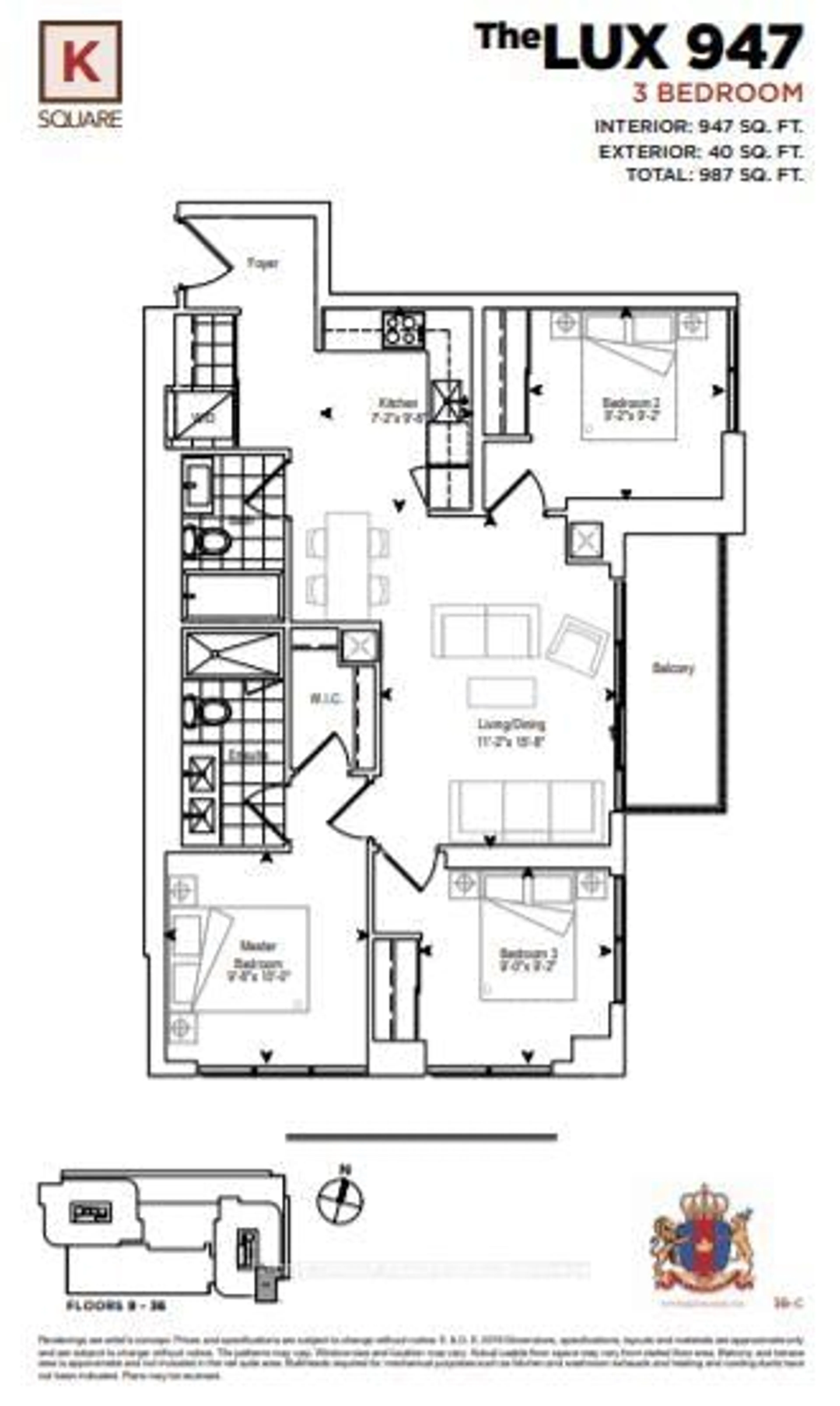 Floor plan for 2033 Kennedy Rd #2309, Toronto Ontario M1T 0B9