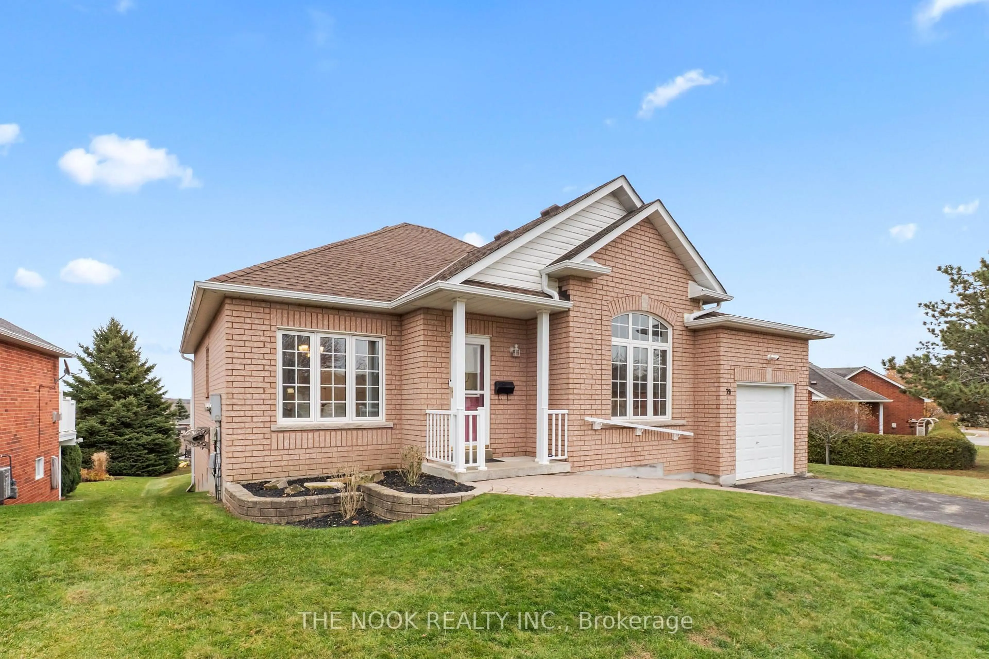 Home with brick exterior material, street for 79 South Garden Crt, Scugog Ontario L9L 1S3
