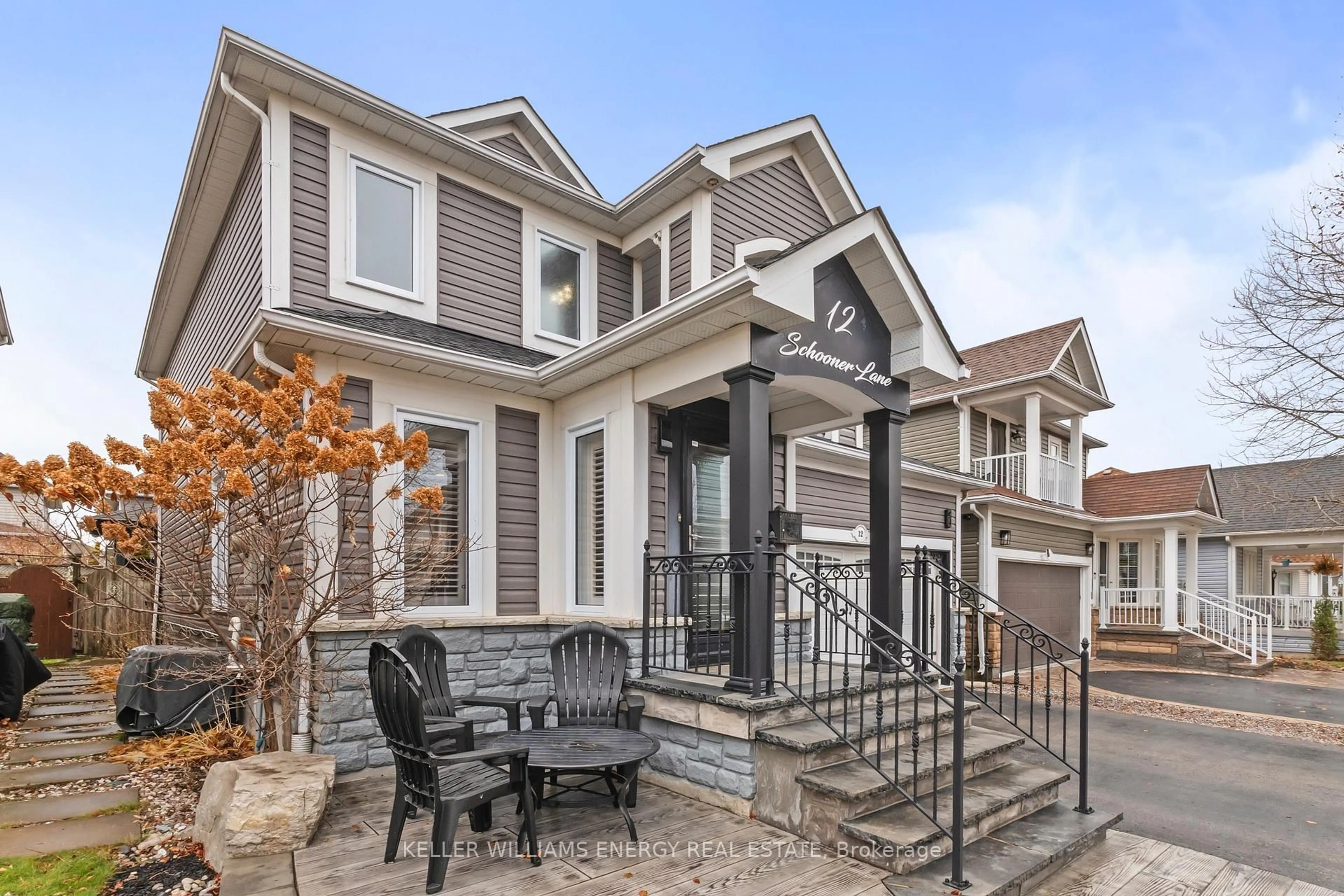 Home with vinyl exterior material, street for 12 Schooner Lane, Clarington Ontario L1B 1N5