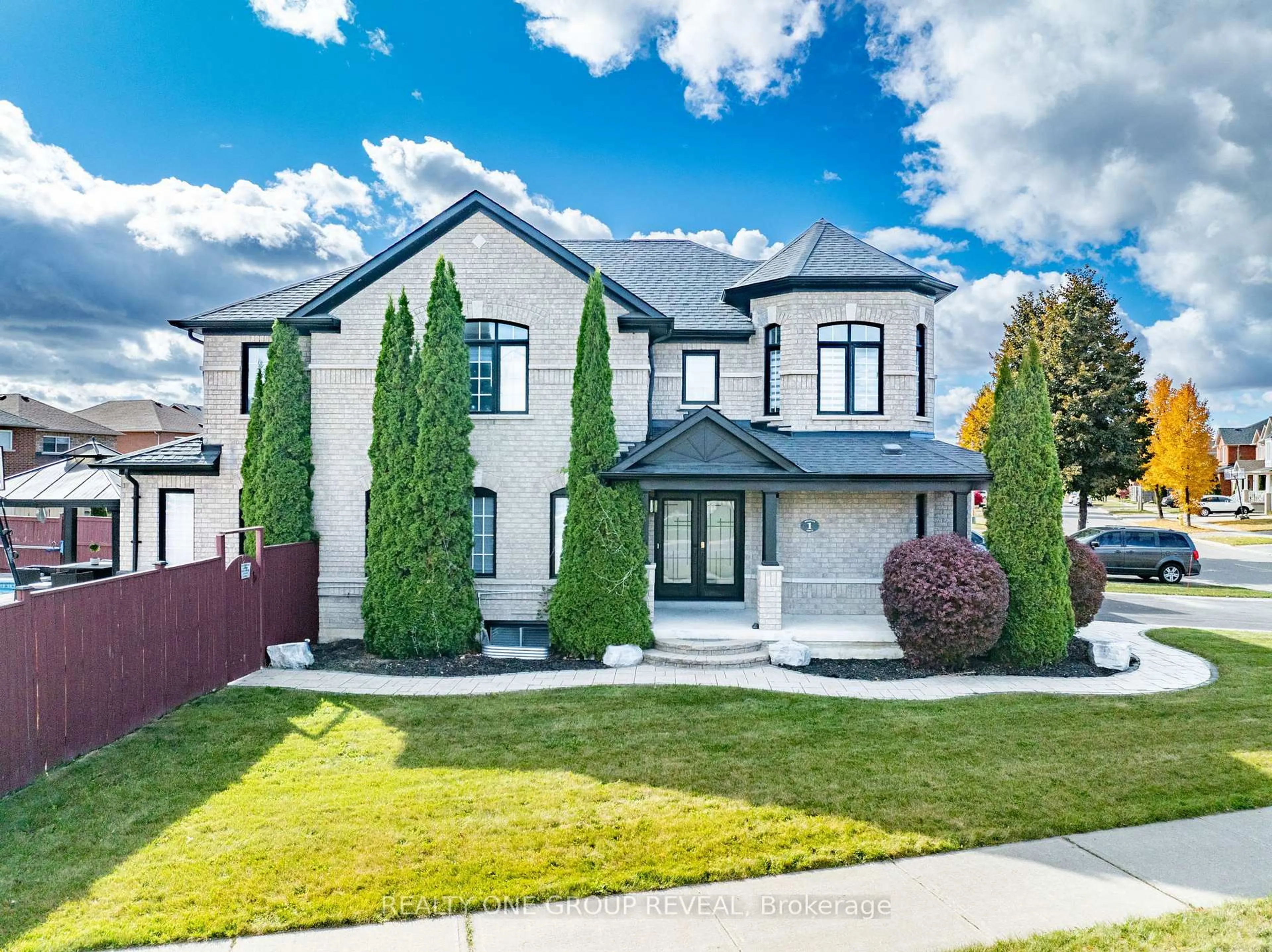 Home with vinyl exterior material, street for 1 Bridgid Dr, Whitby Ontario L1P 1T7