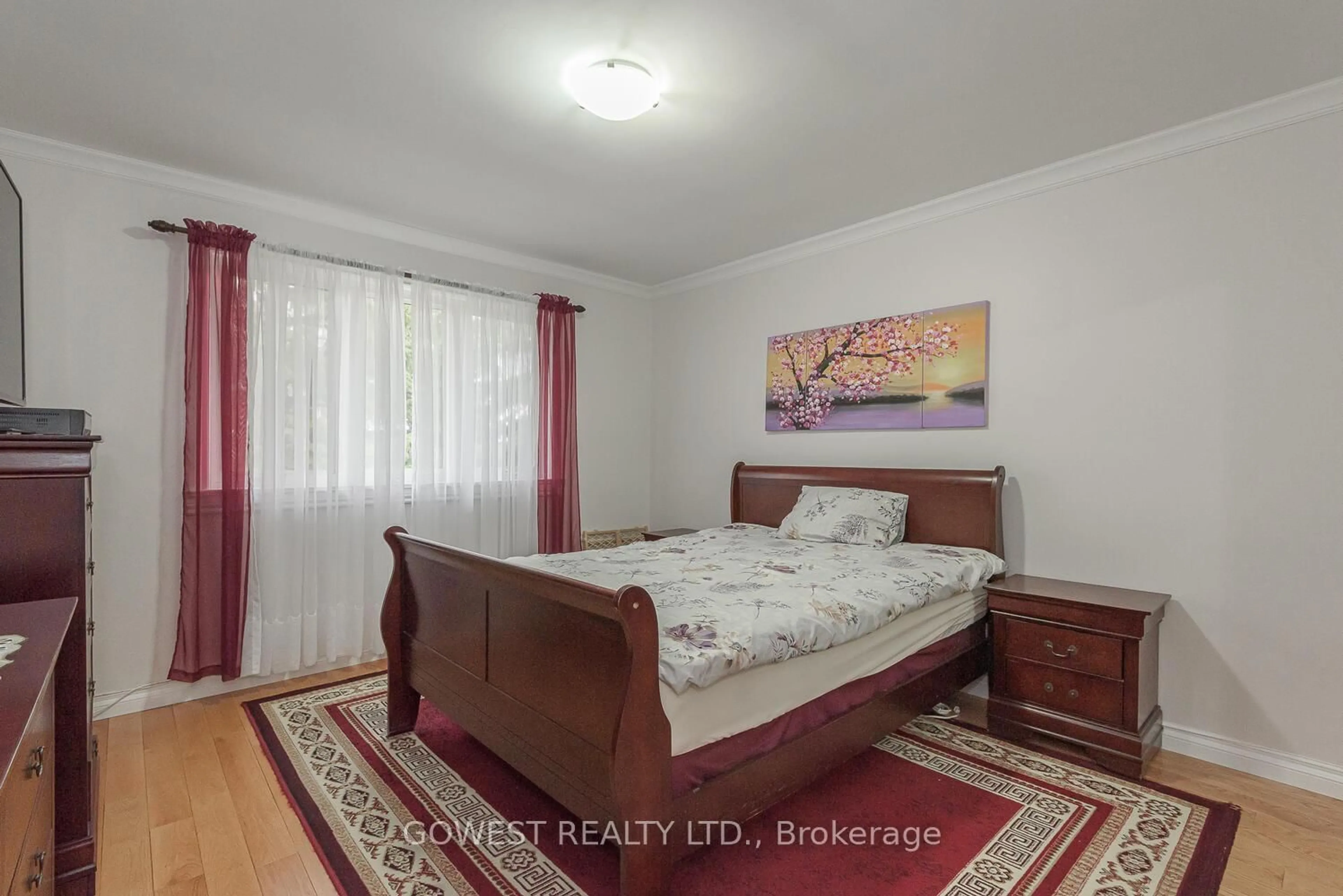 Bedroom with bed, wood/laminate floor for 56 Panmure Cres, Toronto Ontario M1K 4Y6