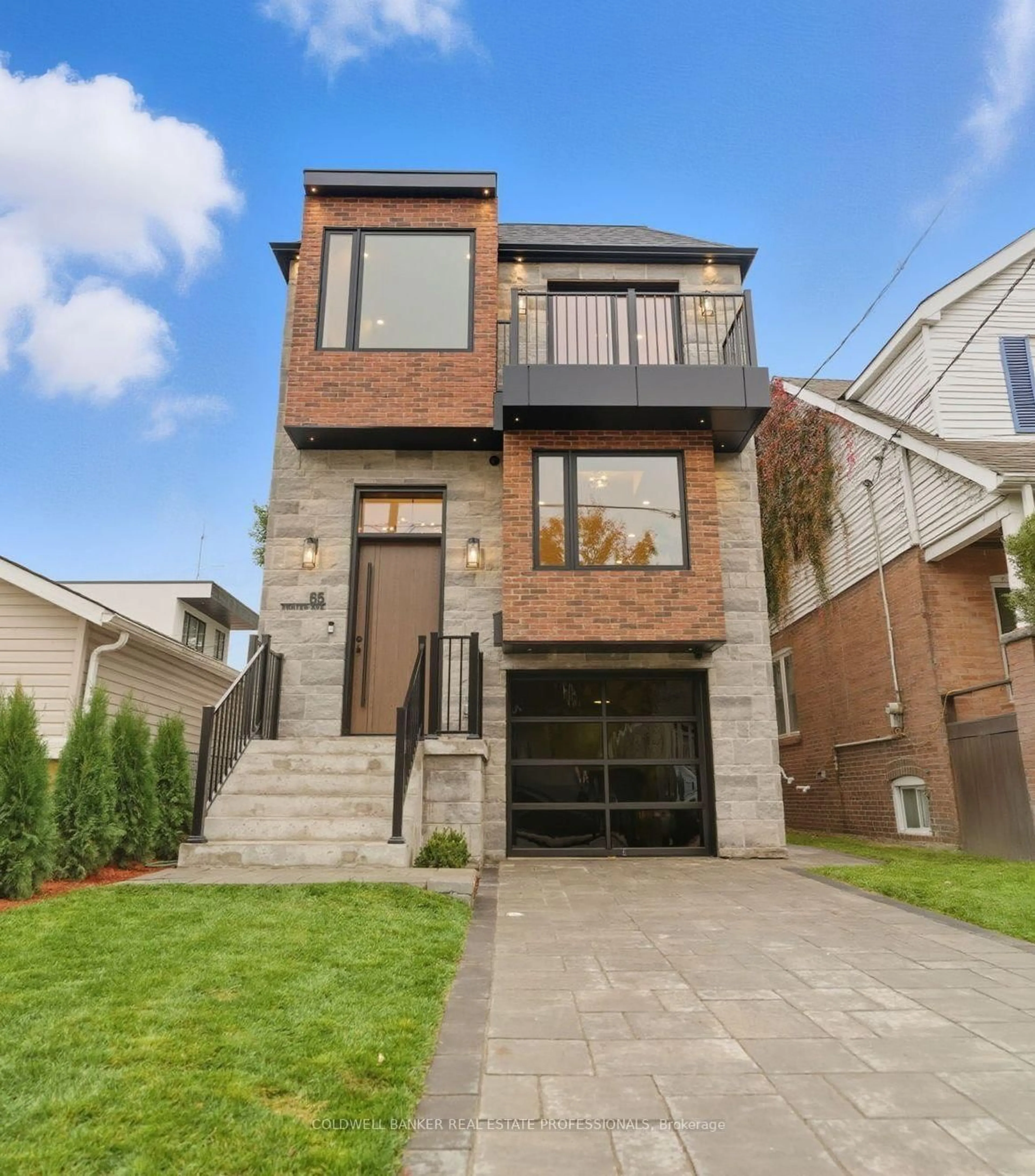 Home with brick exterior material, street for 65 Frater Ave, Toronto Ontario M4C 2H5