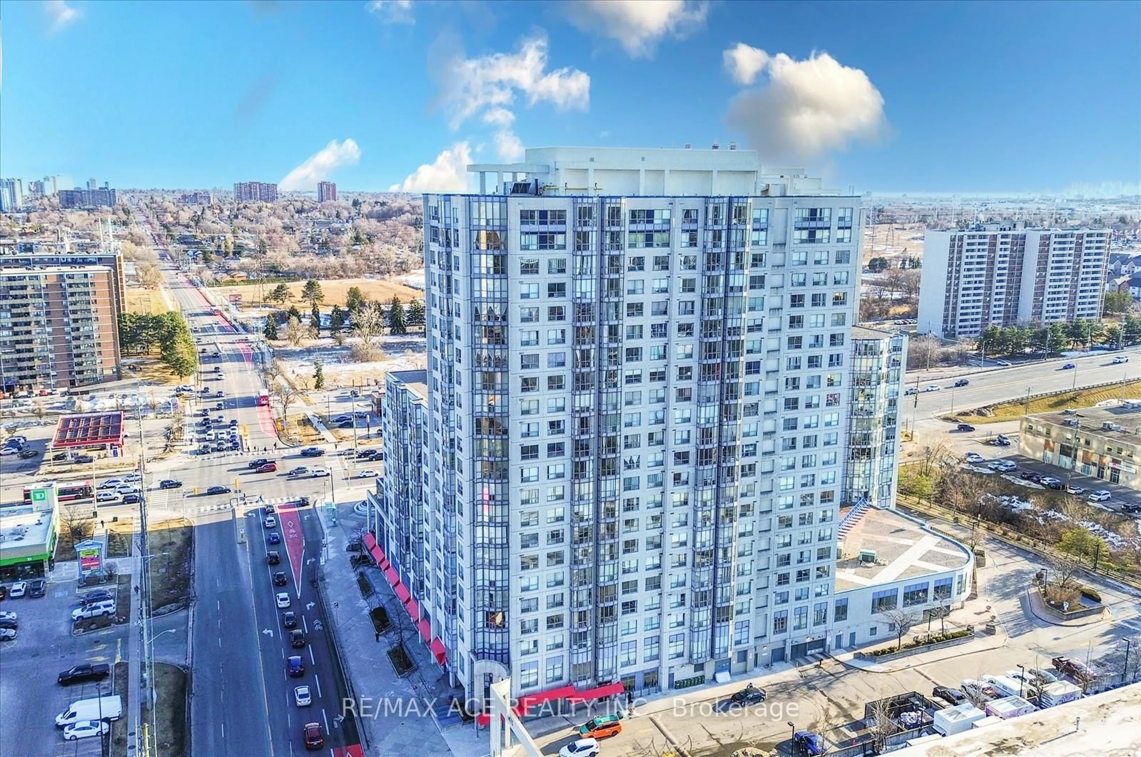 A pic from outside/outdoor area/front of a property/back of a property/a pic from drone, city buildings view from balcony for 1470 Midland Ave #1410, Toronto Ontario M1P 4Z4