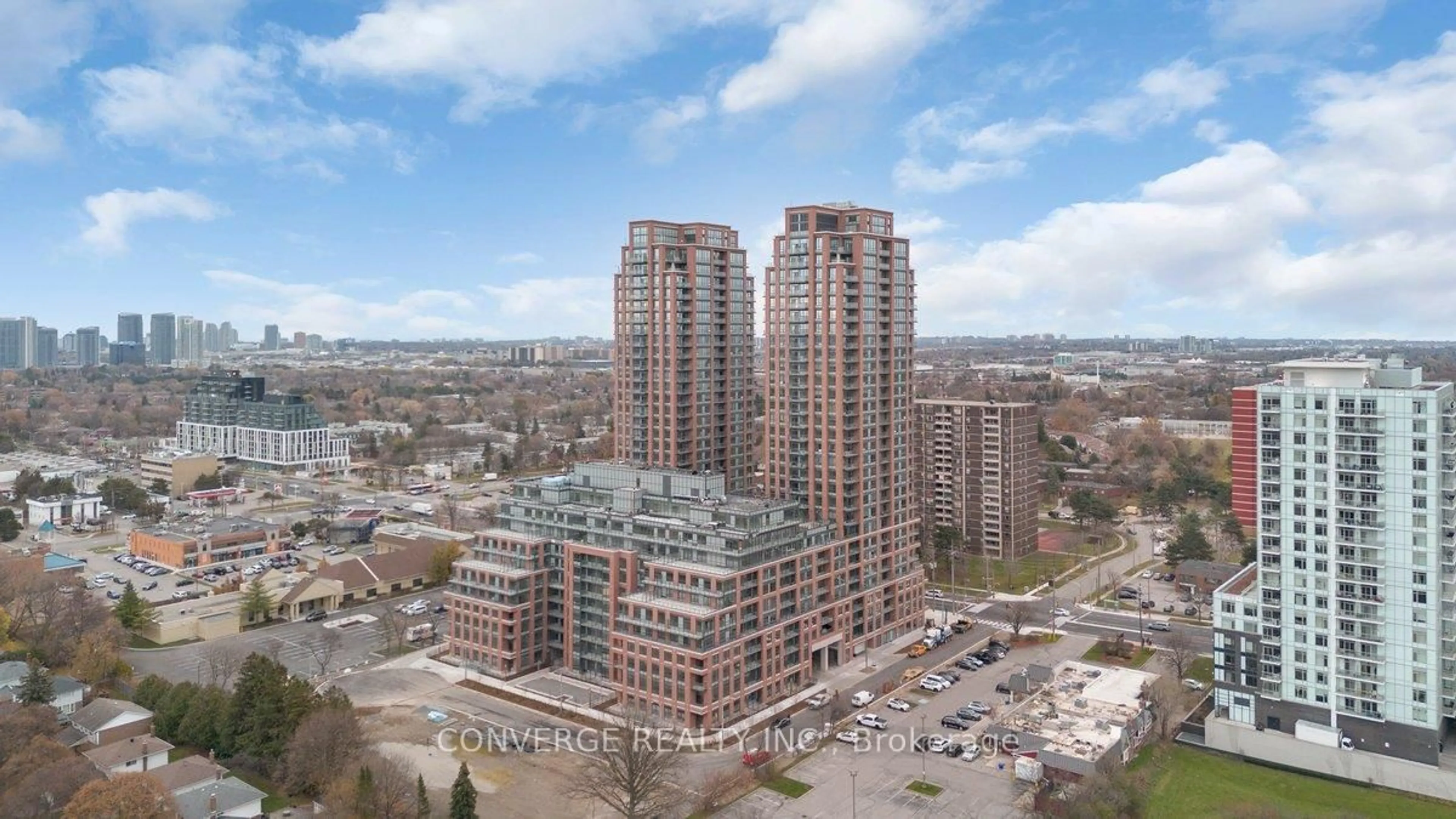 A pic from outside/outdoor area/front of a property/back of a property/a pic from drone, city buildings view from balcony for 3260 Sheppard Ave #2501, Toronto Ontario M1T 3K3