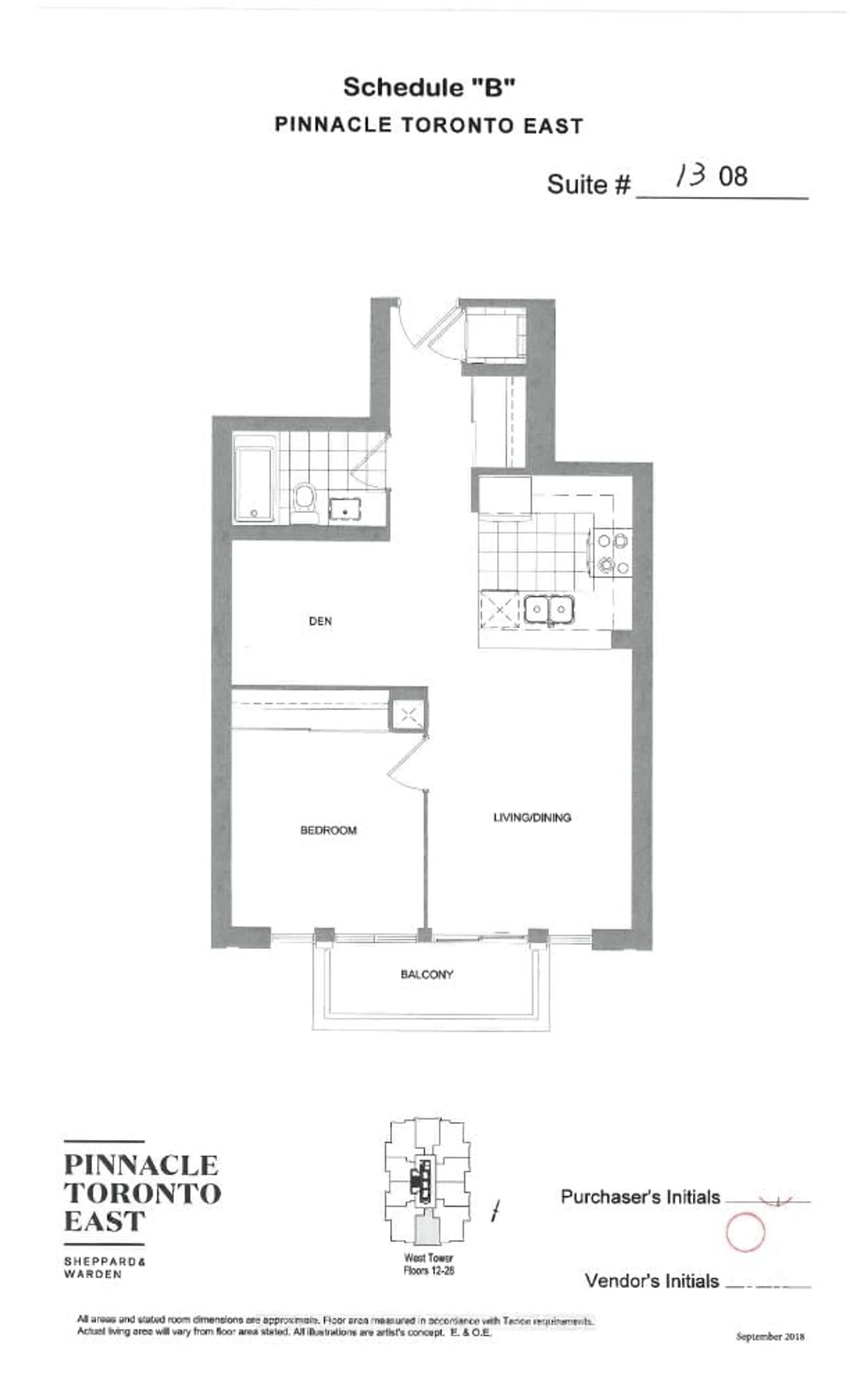 Floor plan for 3260 Sheppard Ave #1308, Toronto Ontario M1T 0B5