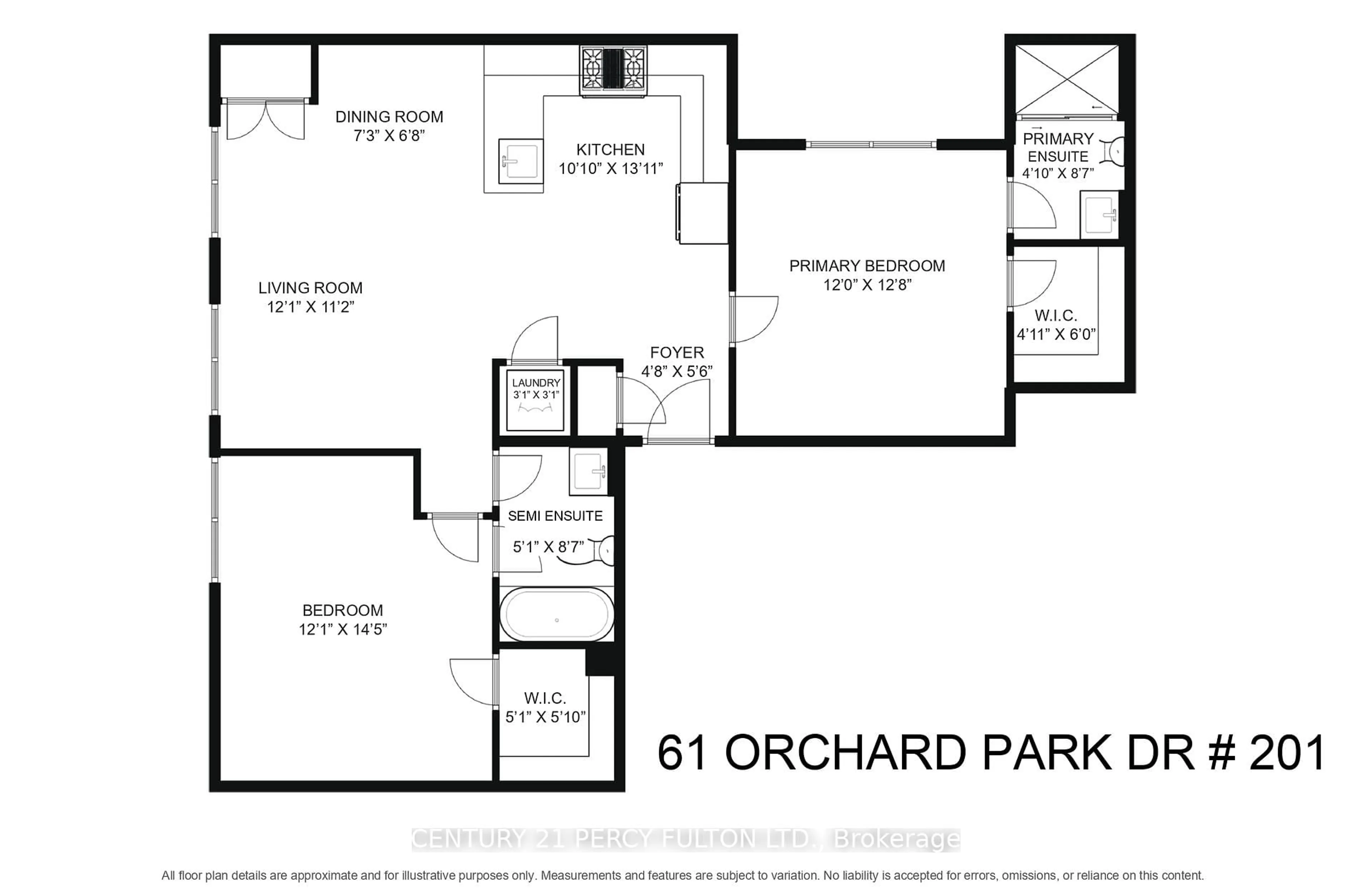 Floor plan for 61 Orchard Park Dr #201, Toronto Ontario M1E 0C8