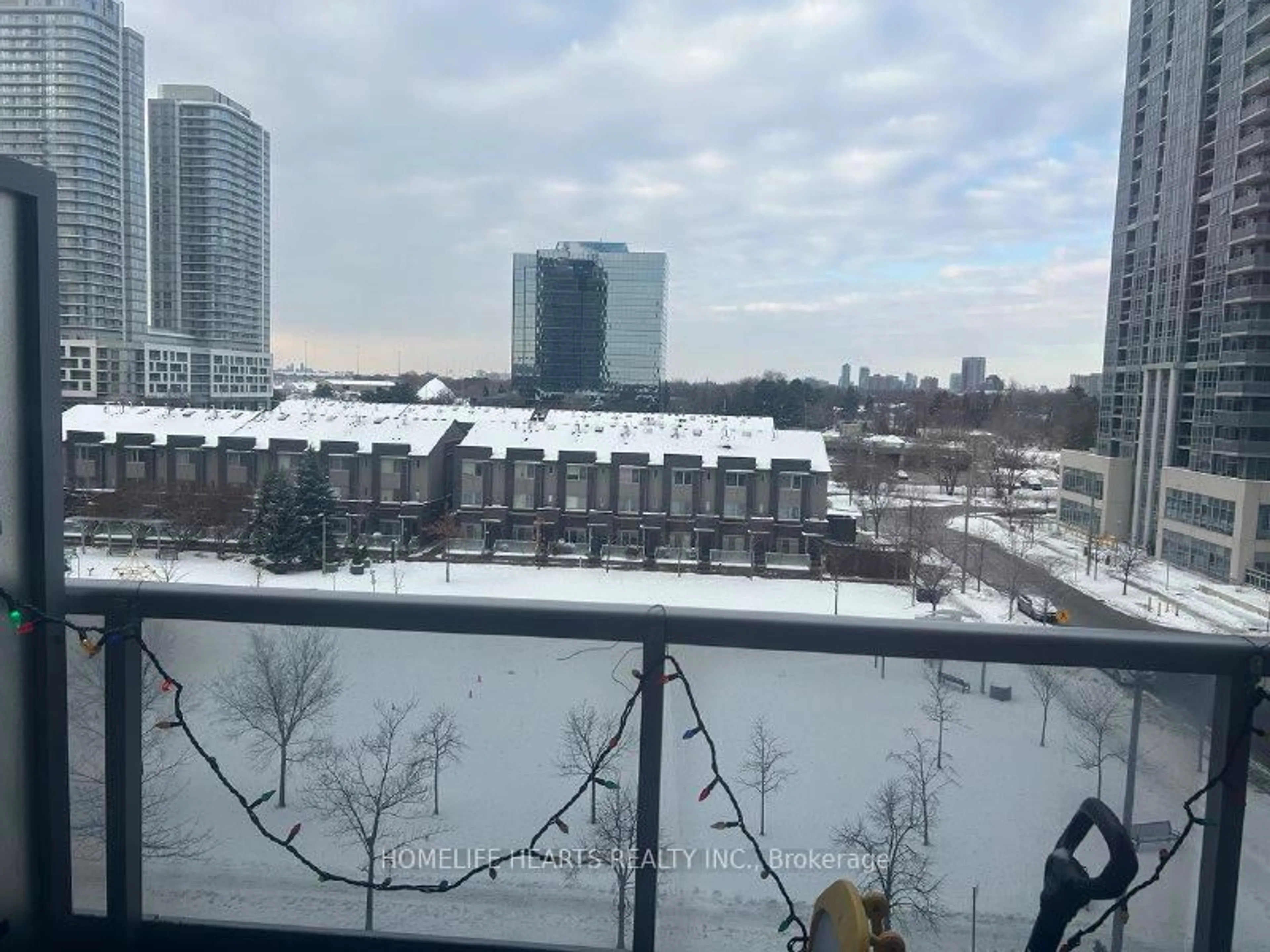 Balcony in the apartment, city buildings view from balcony for 181 Village Green Sq #618, Toronto Ontario M1S 0K6
