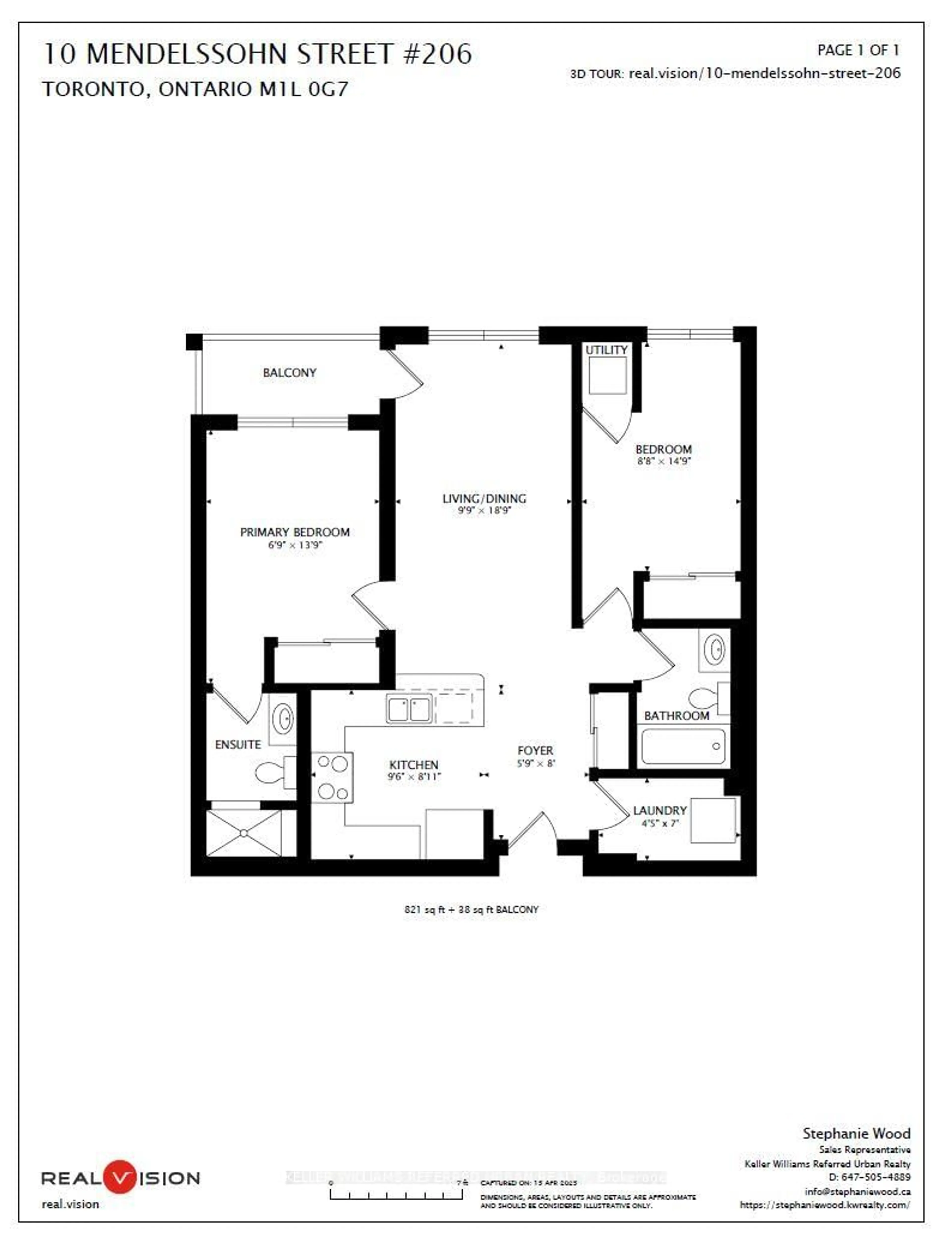 Floor plan for 10 Mendelssohn St #206, Toronto Ontario M1L 0G7