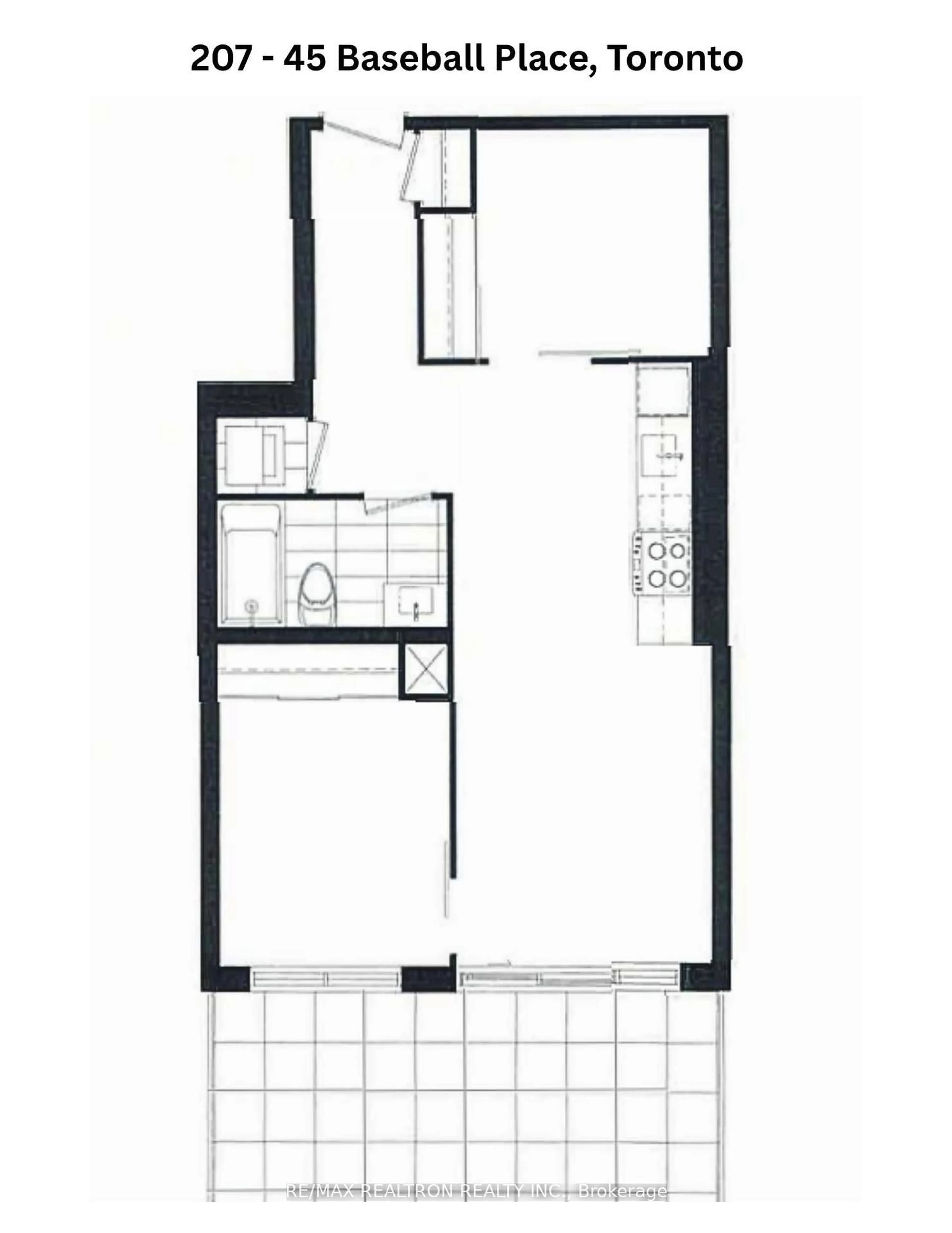 Floor plan for 45 Baseball Pl #207, Toronto Ontario M4M 0H1